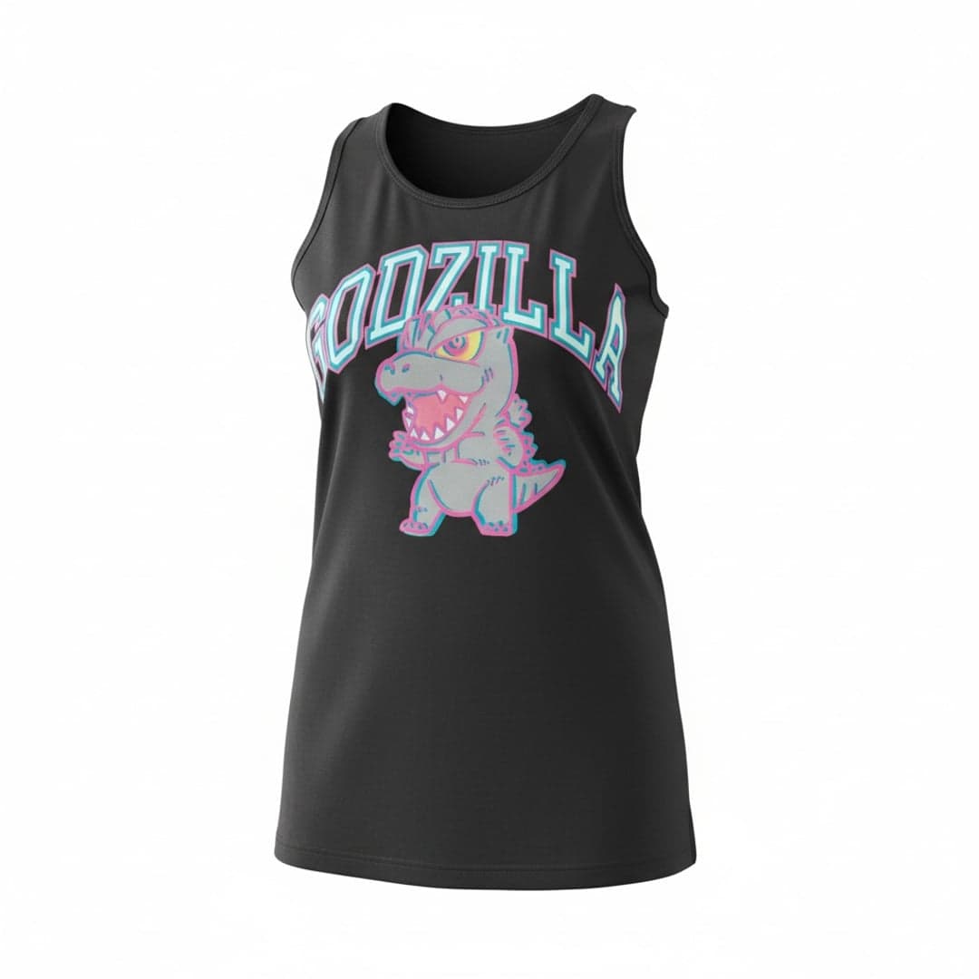 Chibi Godzilla Kawaii Graphic Design Tank Top - Thumbnail 2