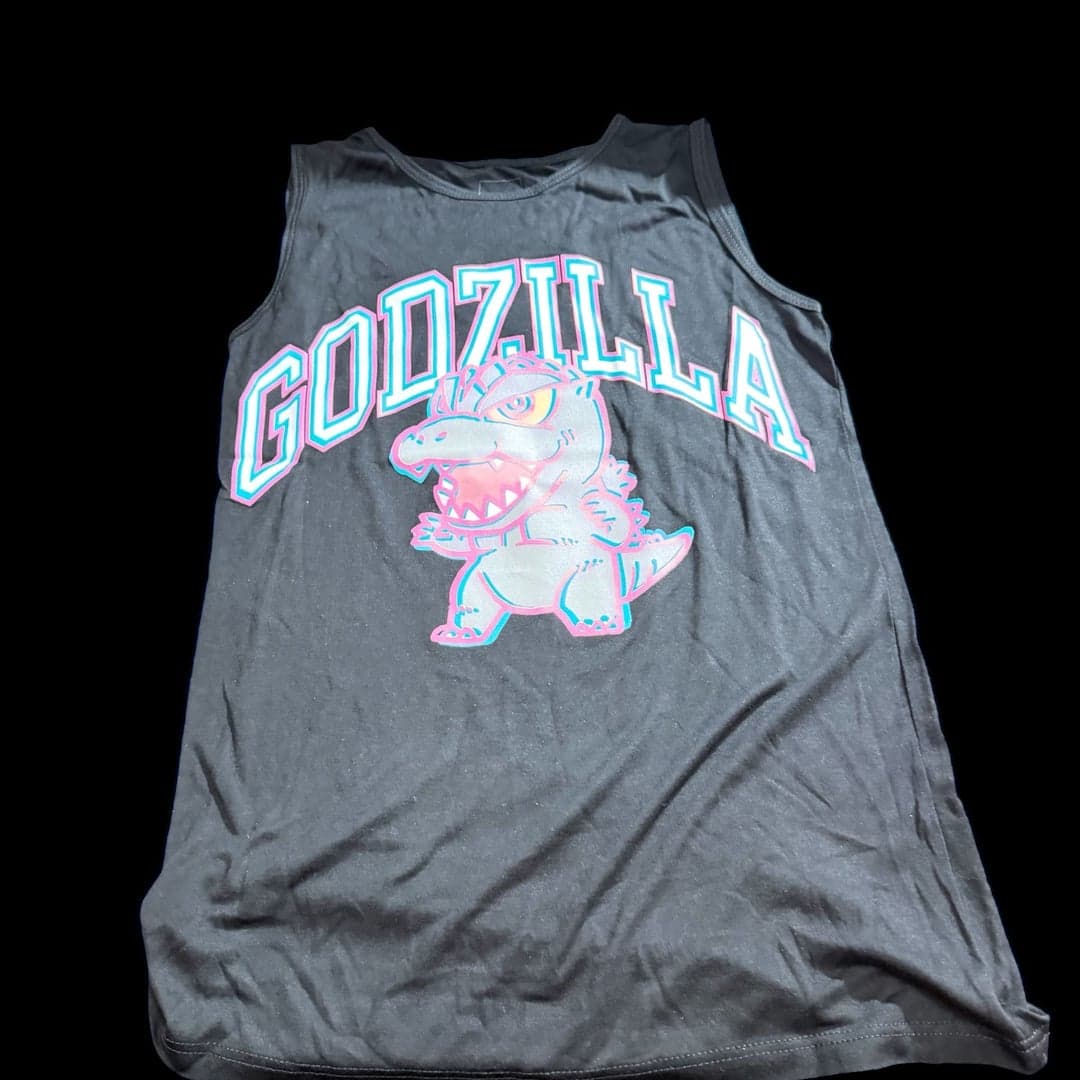 Chibi Godzilla Kawaii Graphic Design Tank Top - Image 1