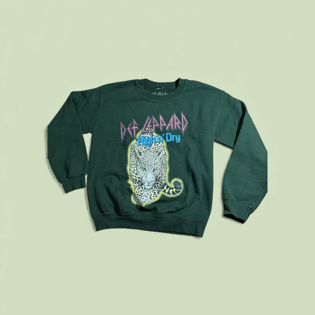 Vintage Def Leppard Pyromania 1983 United States Tour Black Crewneck Sweatshirt - Image 1