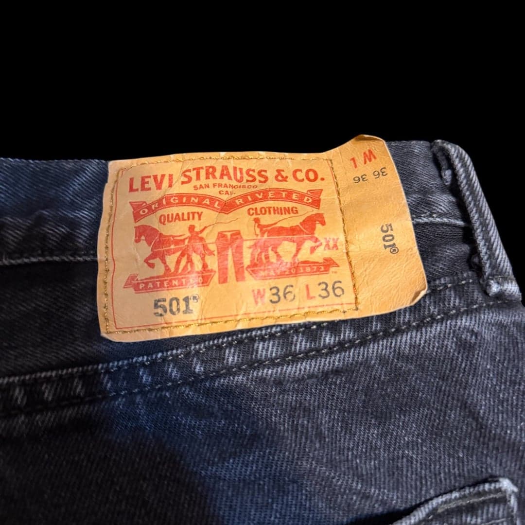 Levi’s 501 Original Black Jeans Men W36 L36 Button Fly Straight Leg - Thumbnail 8