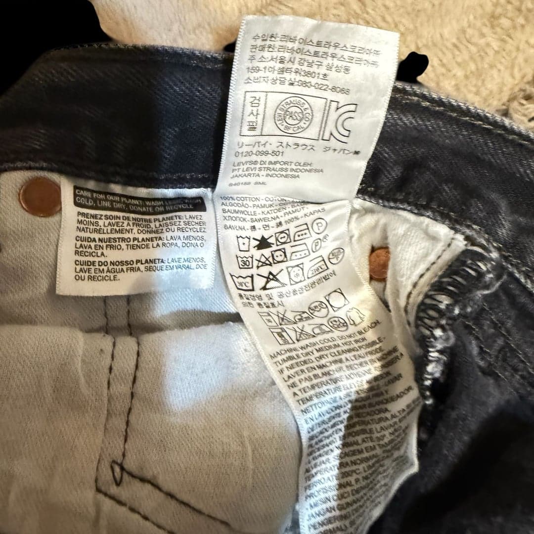 Levi’s 501 Original Black Jeans Men W36 L36 Button Fly Straight Leg - Thumbnail 7