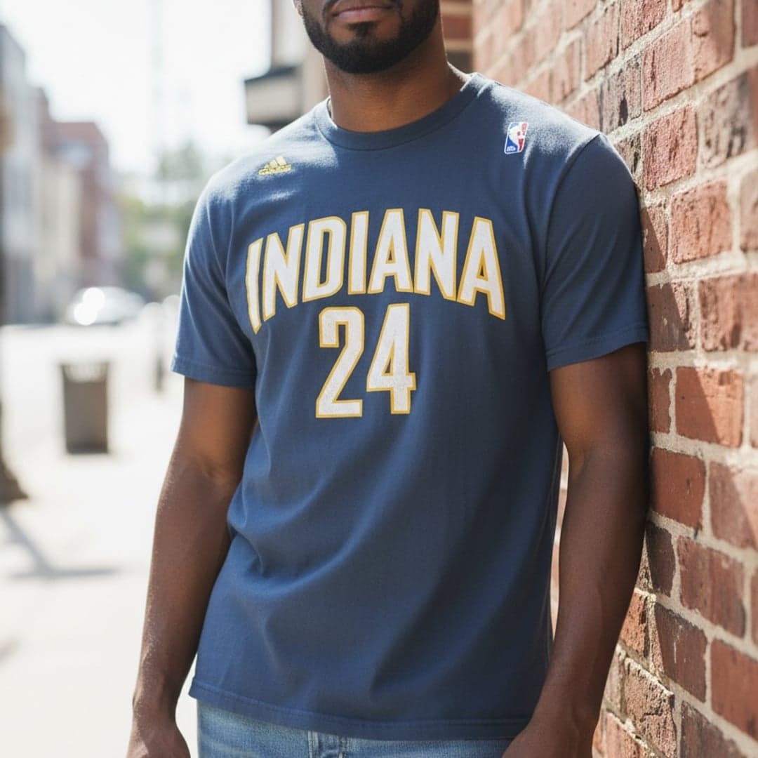 Adidas NBA Indiana Pacers Paul George Navy Blue Jersey T-Shirt M - Thumbnail 2