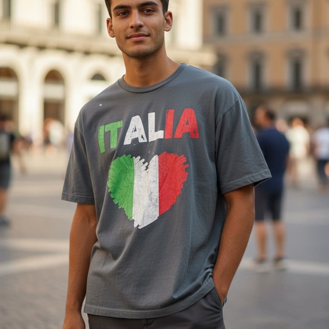 Italia Italian Flag Heart T-Shirt - Thumbnail 2