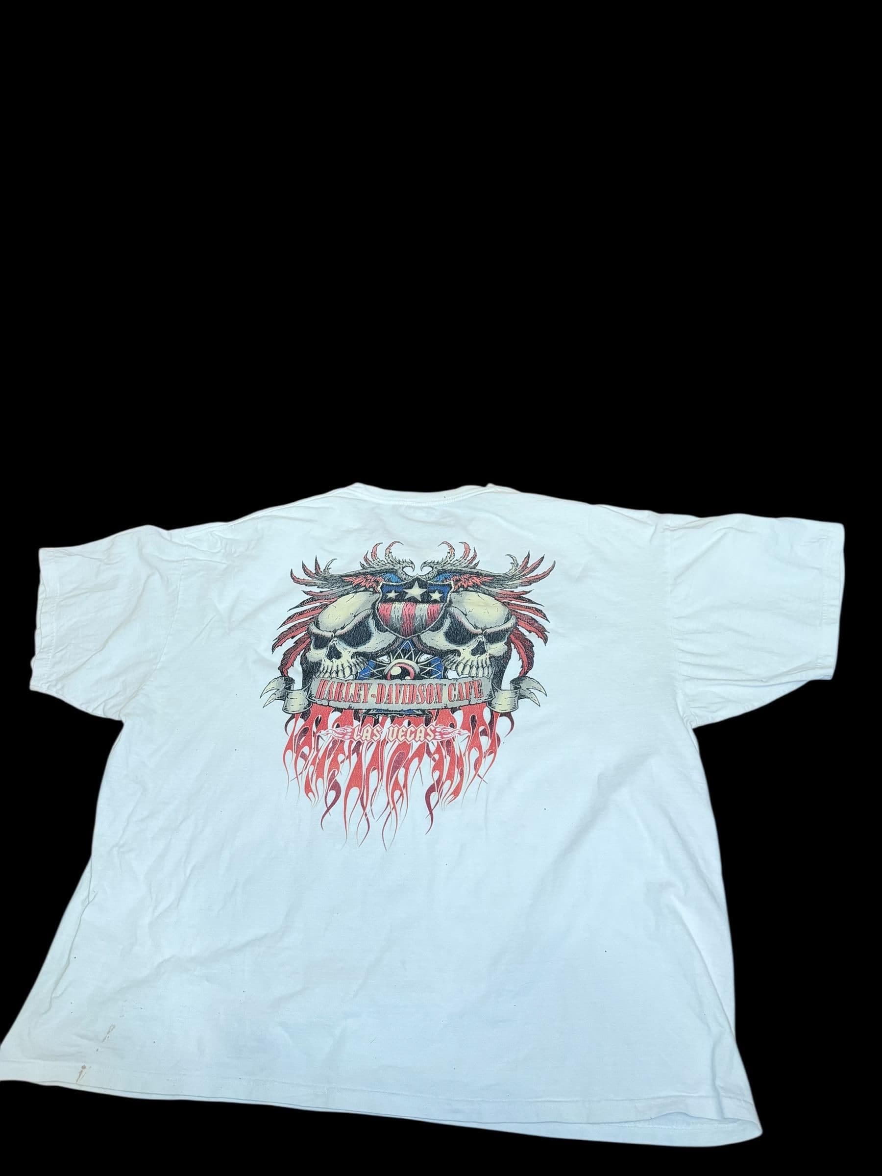 Vintage Harley Davidson Las Vegas Cafe T Shirt 3XL Distressed Biker Tee - Thumbnail 2