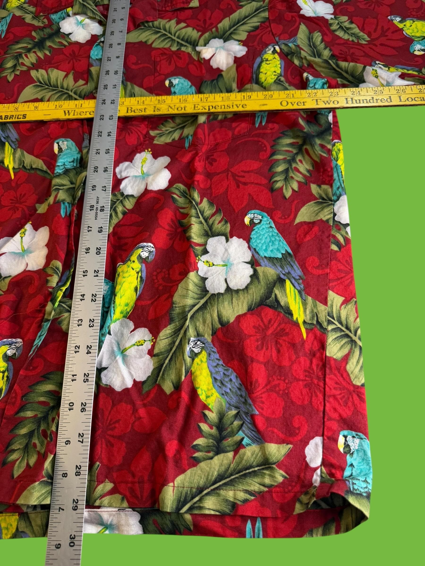 Vintage Hawaii Parrot Aloha Shirt XL Red Floral 100% Cotton Made in USA - Thumbnail 3