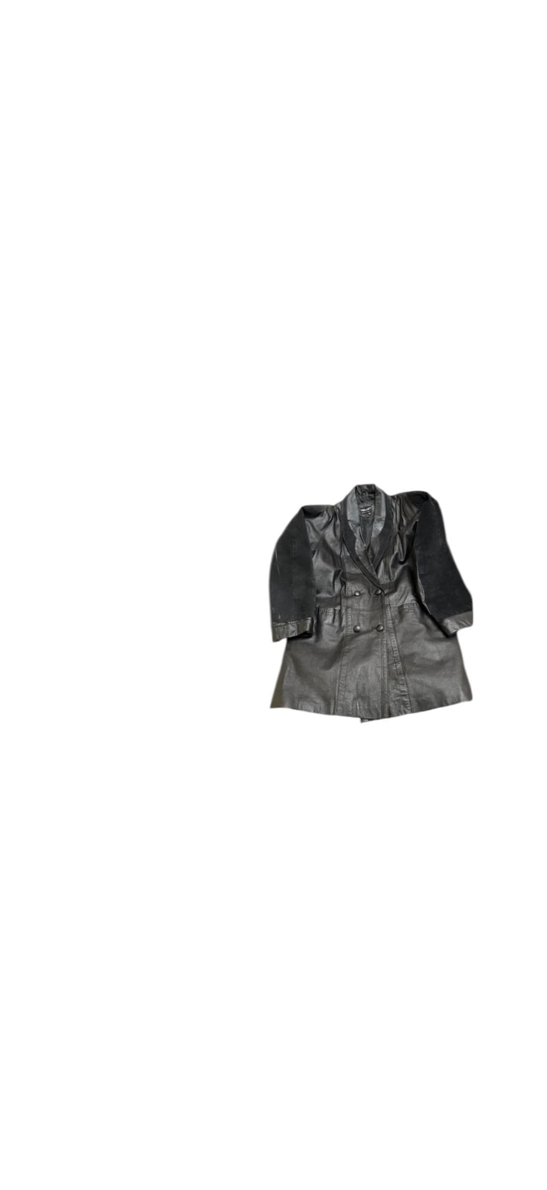 Pelle Y2K Black Leather Double Breasted Blazer Coat Women’s L - Image 1