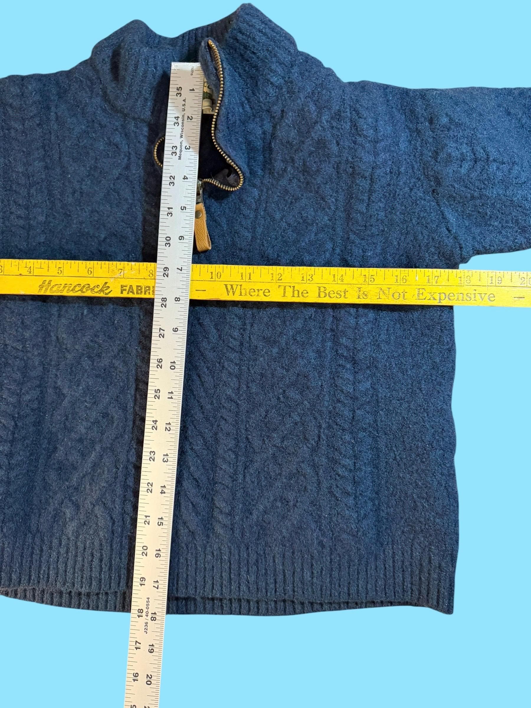 Vintage Aran Crafts Ireland Women's L Cable Knit Merino Wool Half Zip Sweater Te - Thumbnail 6