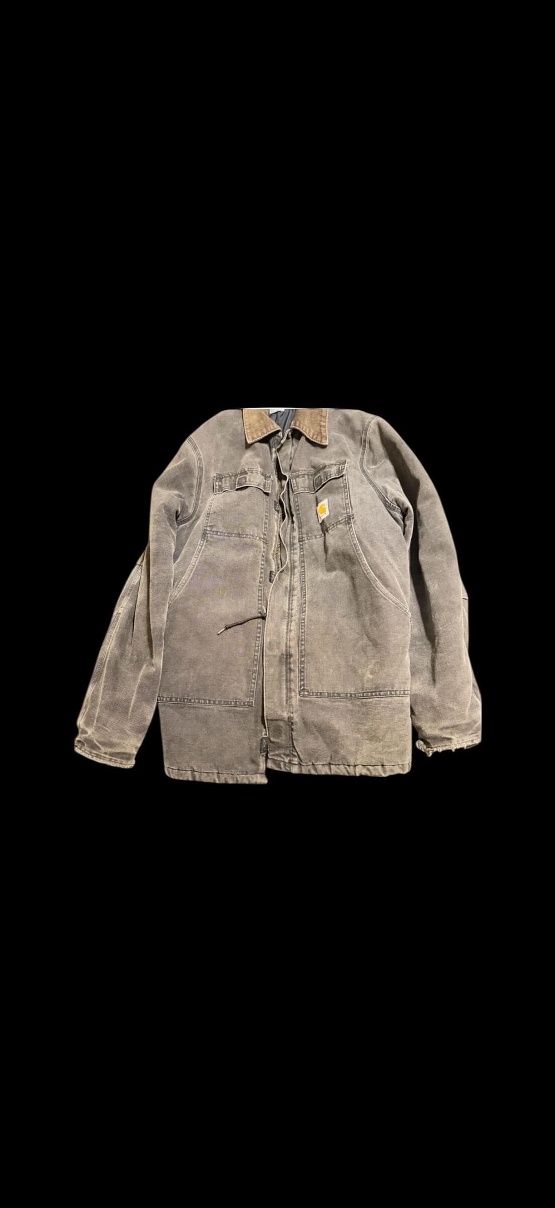 Vintage 90s Carhartt Heavily Distressed Black Quilt Lined Work Jacket - Image 1