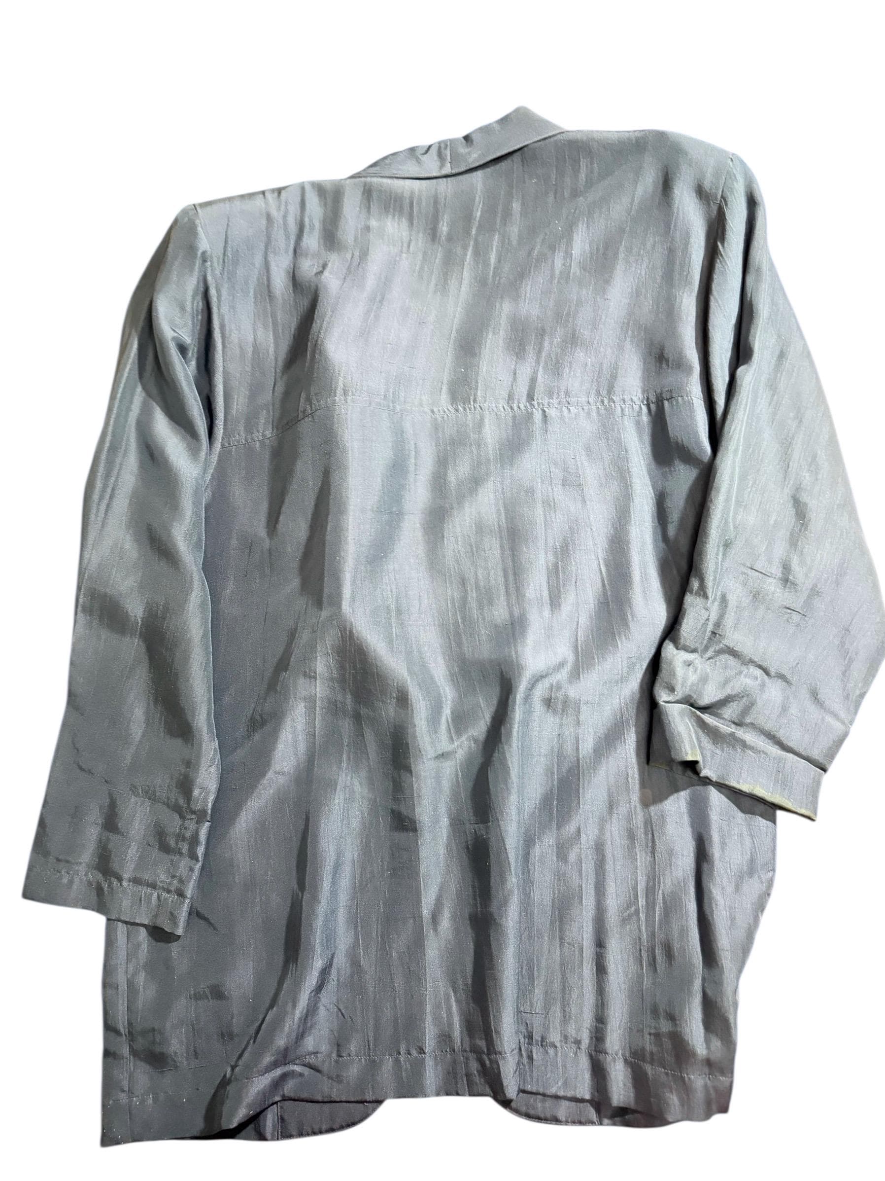 Vintage Navy Silk Blazer by Tobbia | Women’s Size 14 | 80s 90s Tailored Jacket - Thumbnail 2