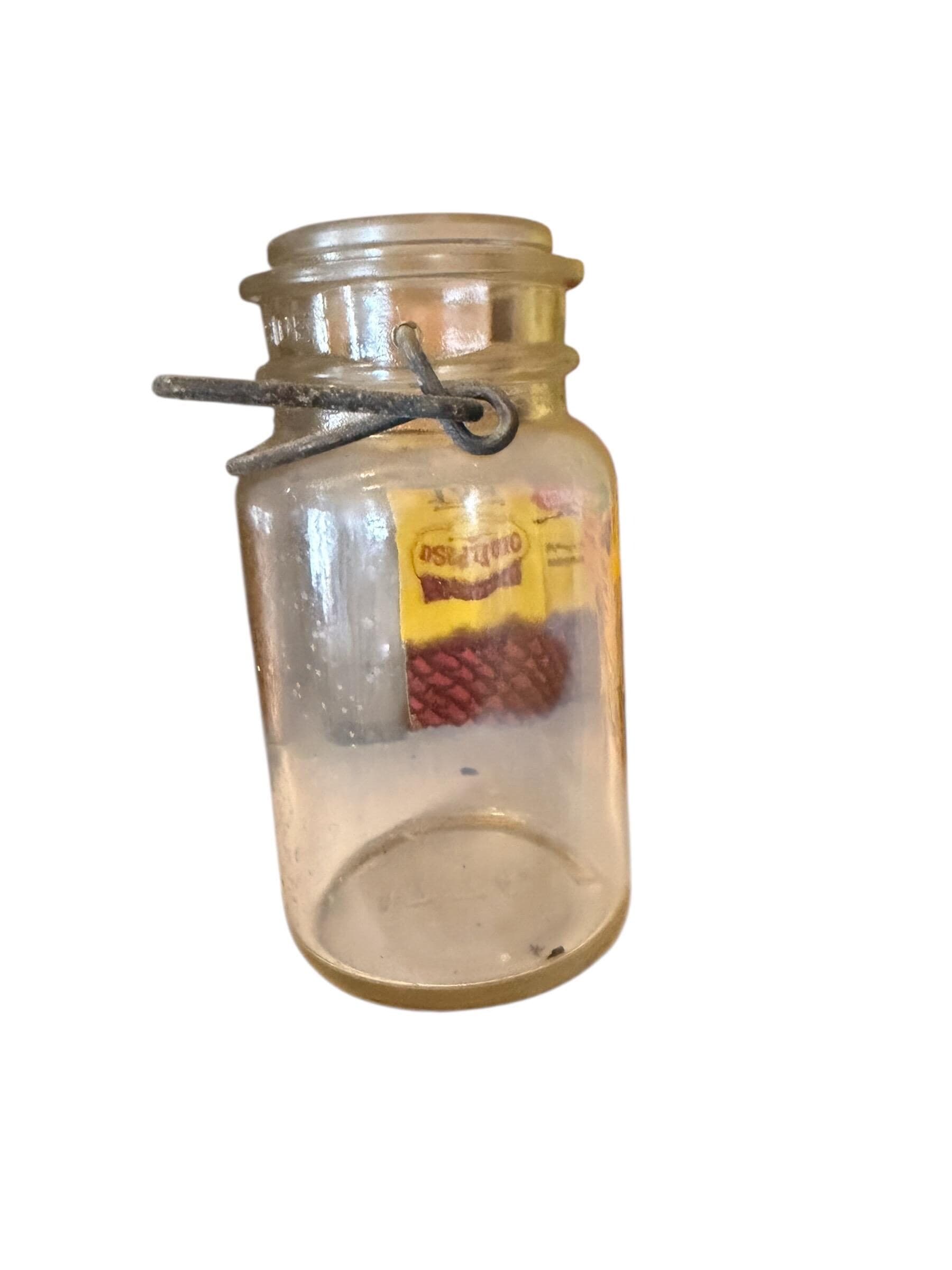 Vintage Wire Bail Glass Pantry Jar Early 1900s Farmhouse Storage - Image 1