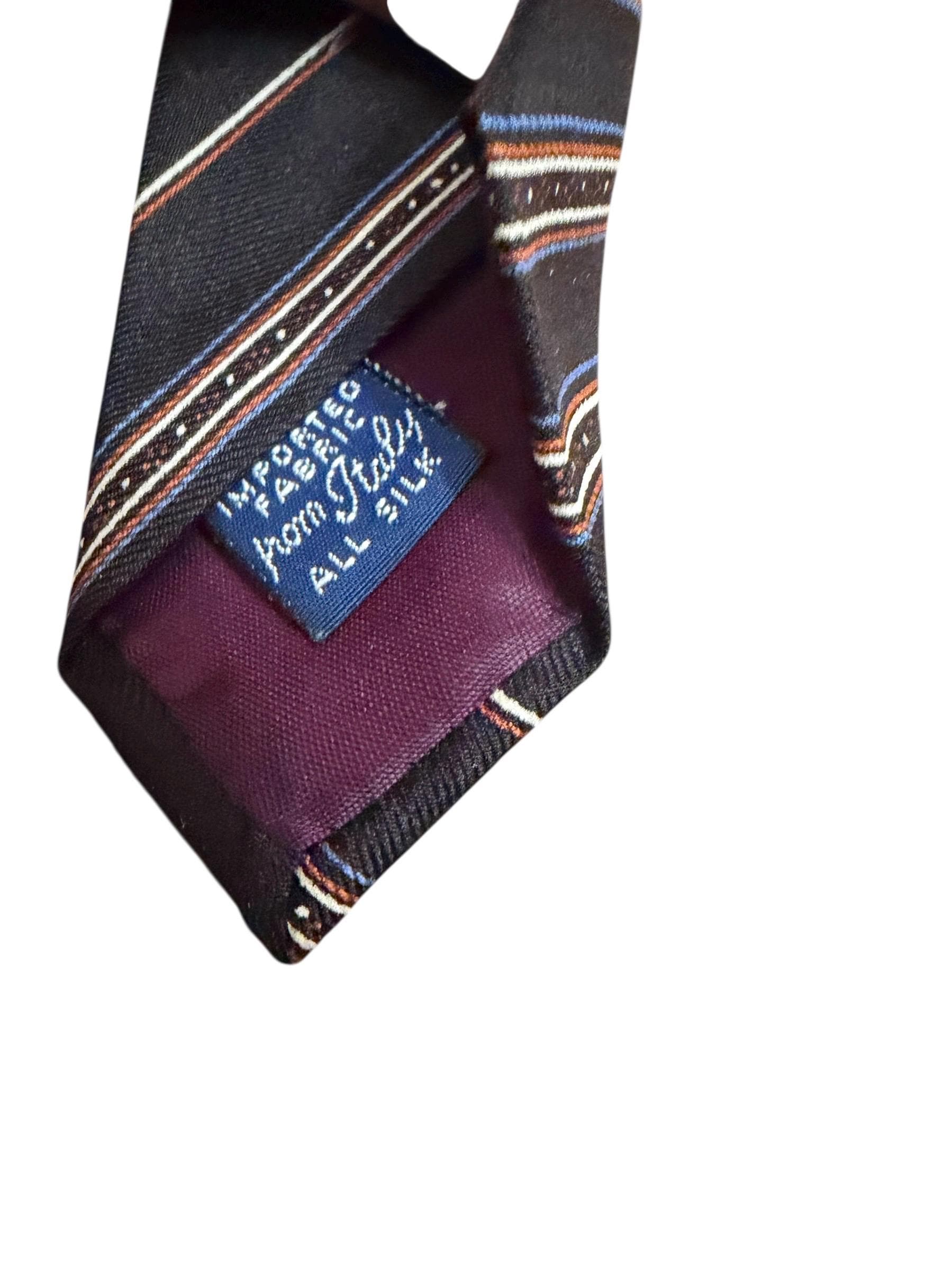 Vintage 1990s Courchevel Silk Neck Tie Black Striped Classic Men’s Tie - Thumbnail 3