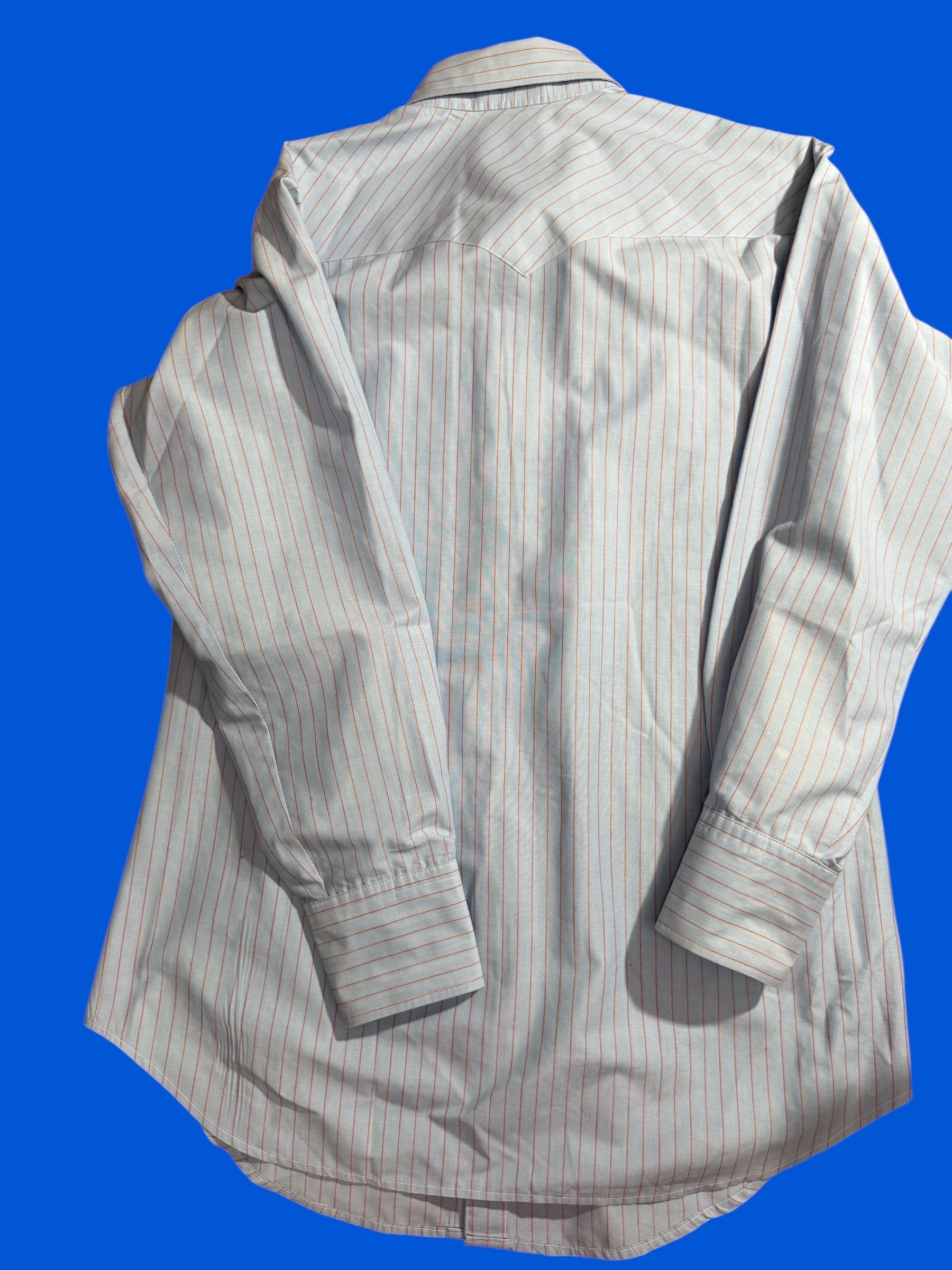 Vintage 70s Ruddock Pearl Snap Cowboy Shirt Blue Red Stripe Mens Medium - Thumbnail 2