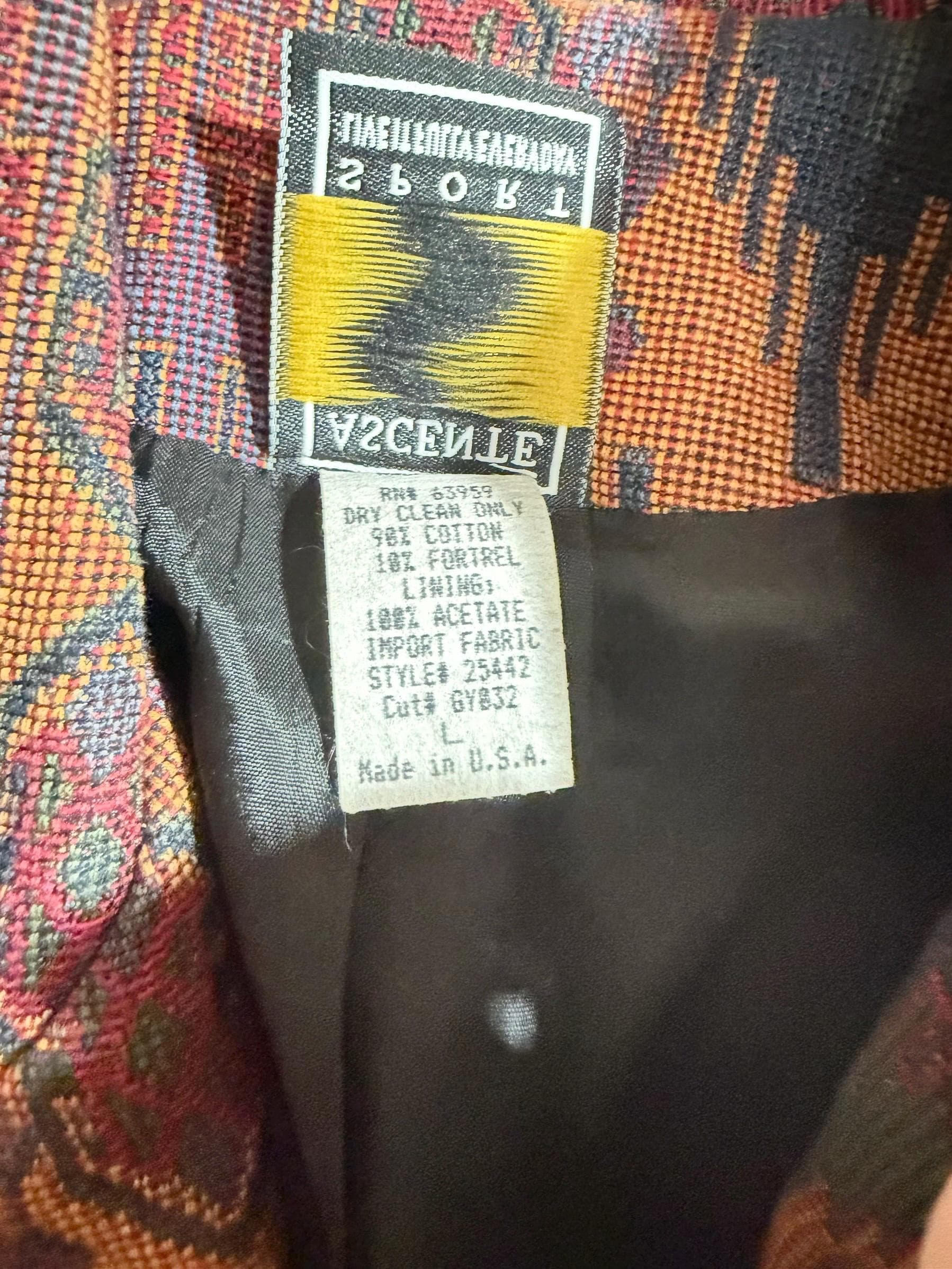 Vintage Southwestern Tapestry Blazer Ascente Sport USA Made Large - Thumbnail 5