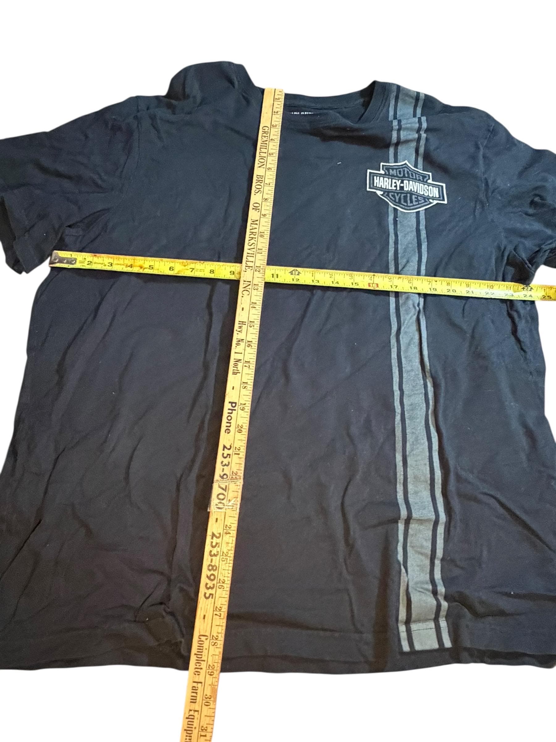 Harley Davidson Mens XXL T Shirt Black Racing Stripe Logo Motorcycle Tee - Thumbnail 4