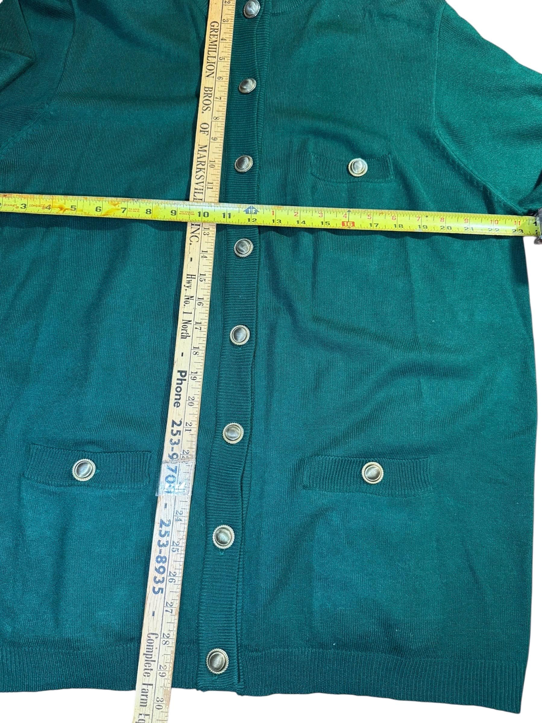 Vintage Venezia Teal Cardigan Sweater 90s Button Front Women Large - Thumbnail 5