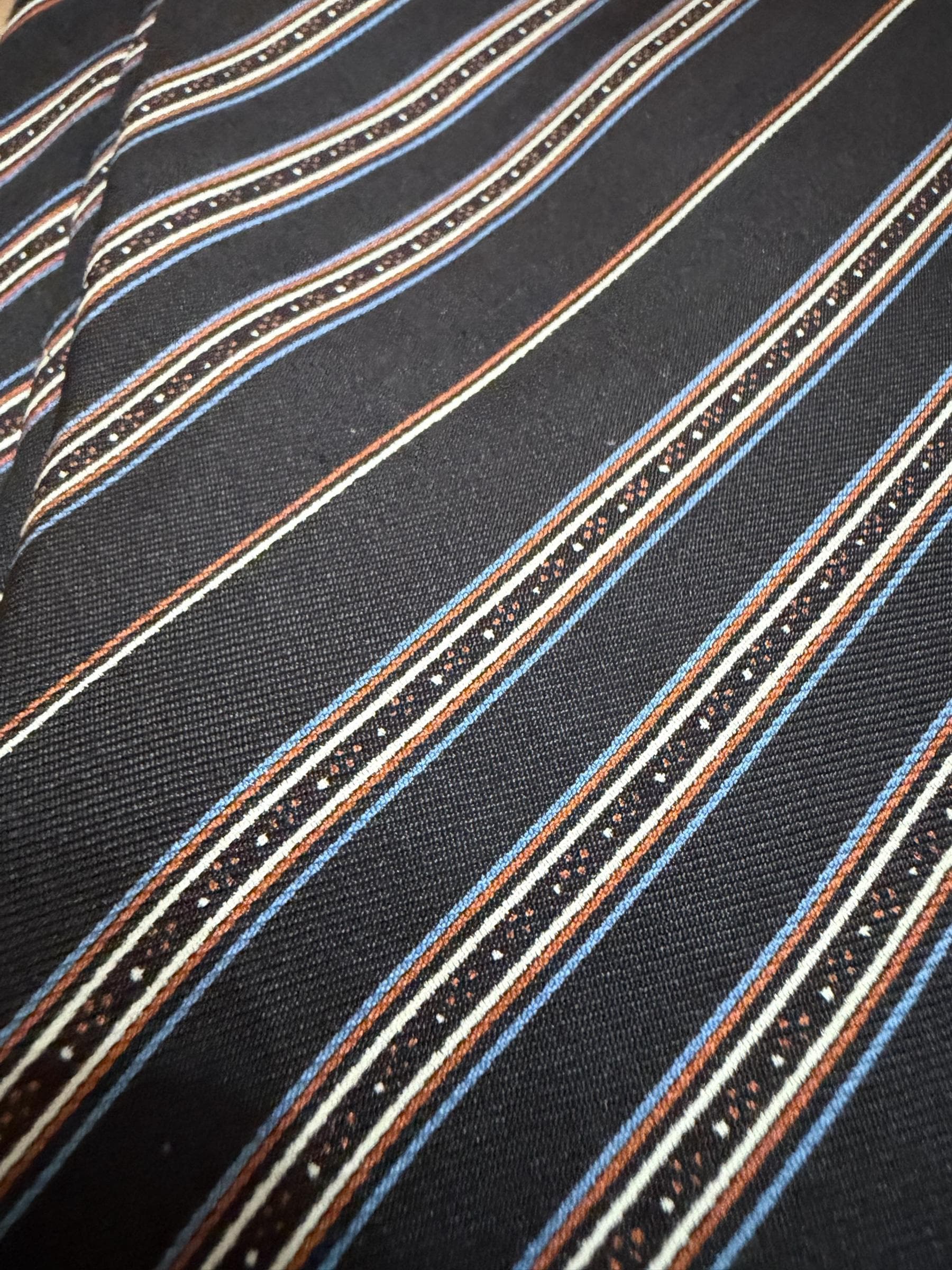 Vintage 1990s Courchevel Silk Neck Tie Black Striped Classic Men’s Tie - Thumbnail 4