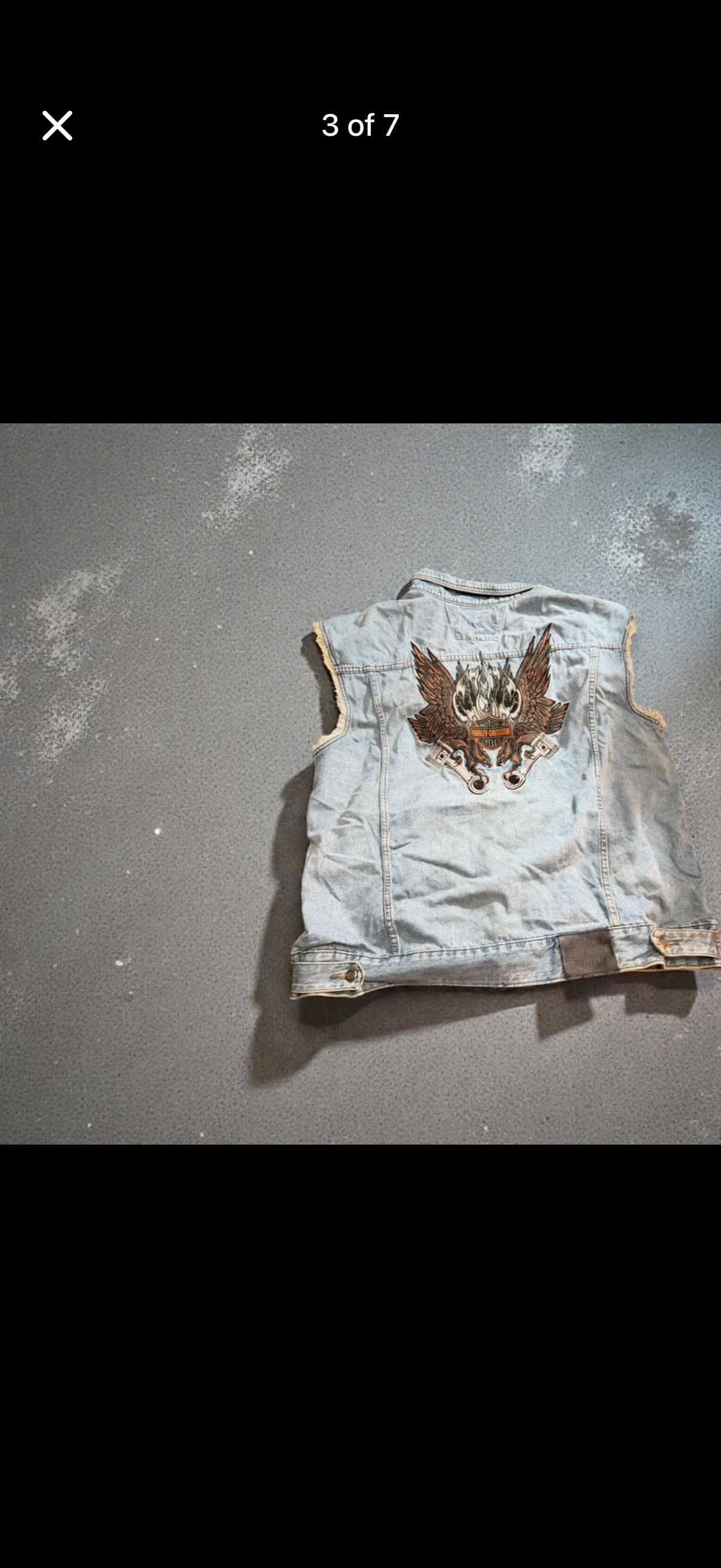 Harley-Davidson Embroidered Denim Vest Bikers Motorcycle Sleeveless 2XL - Thumbnail 3