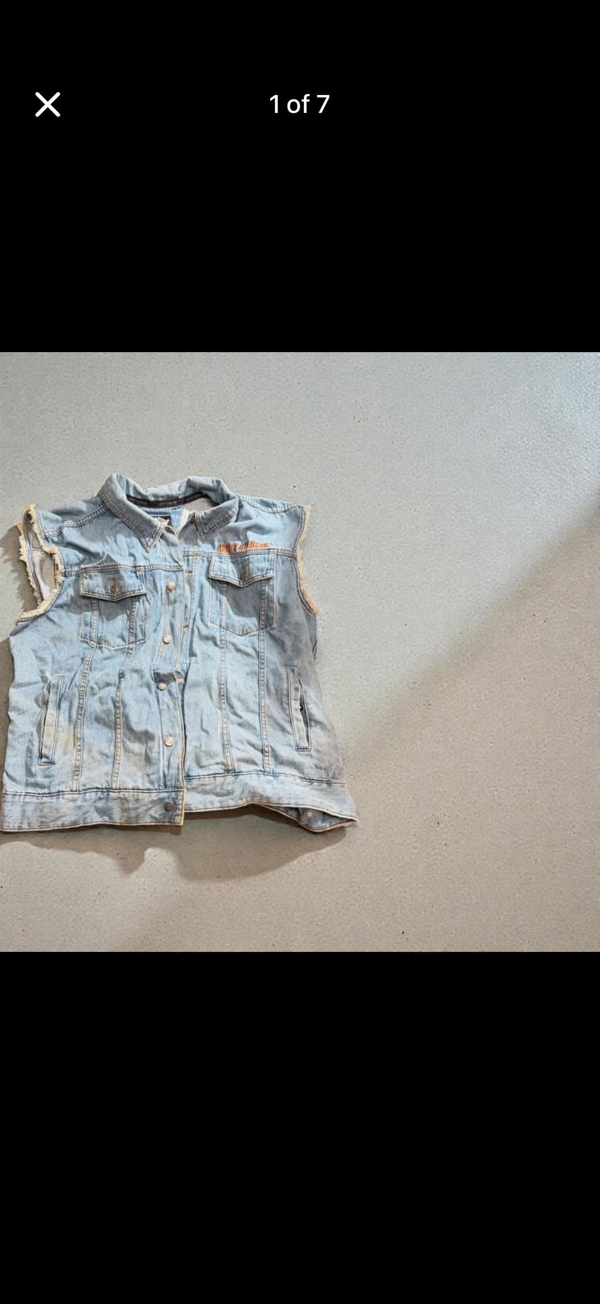 Harley-Davidson Embroidered Denim Vest Bikers Motorcycle Sleeveless 2XL - Image 1