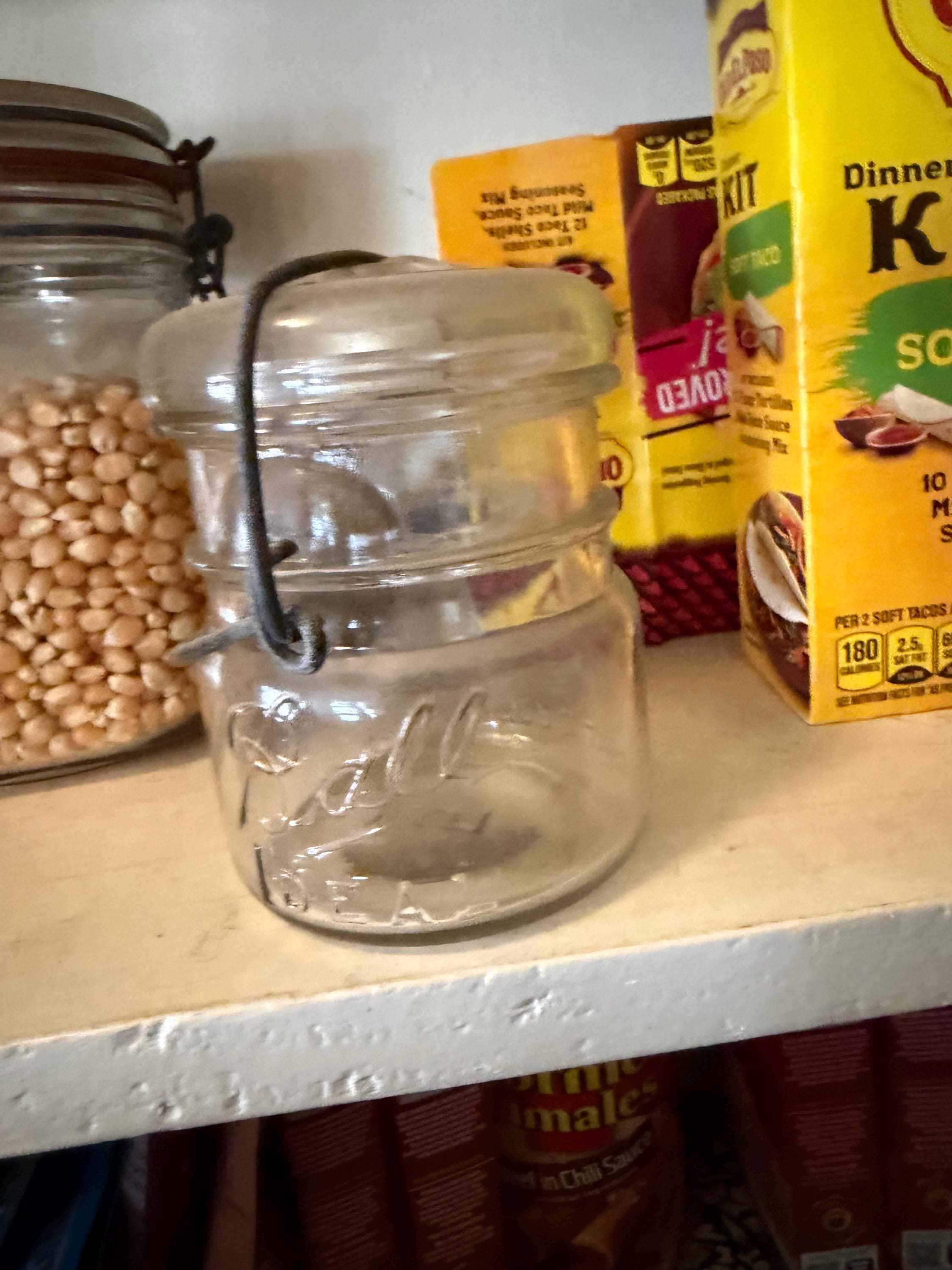 Vintage Ball Ideal Glass Bail Lid Jars Set of 2 - Antique Canning Kitchen Decor - Thumbnail 2