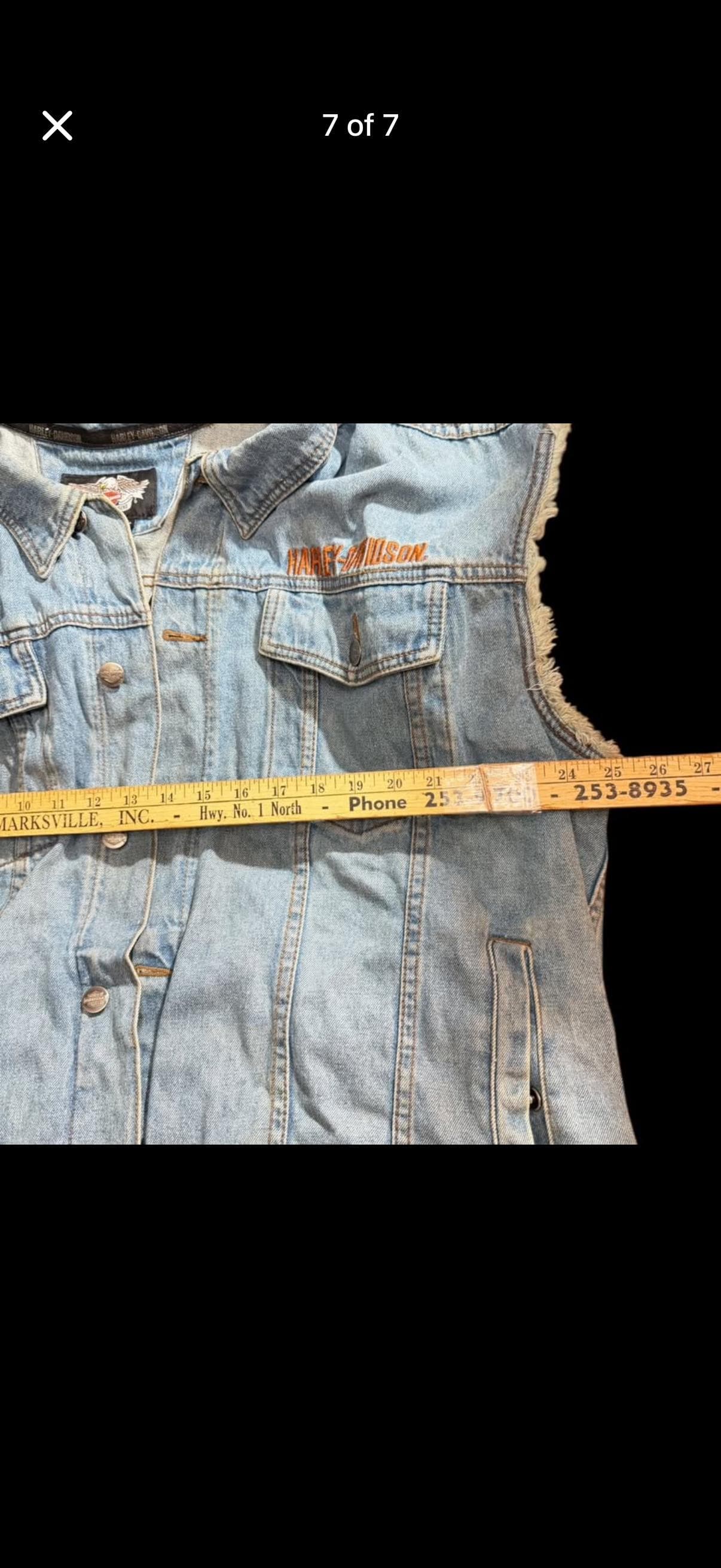 Harley-Davidson Embroidered Denim Vest Bikers Motorcycle Sleeveless 2XL - Thumbnail 7