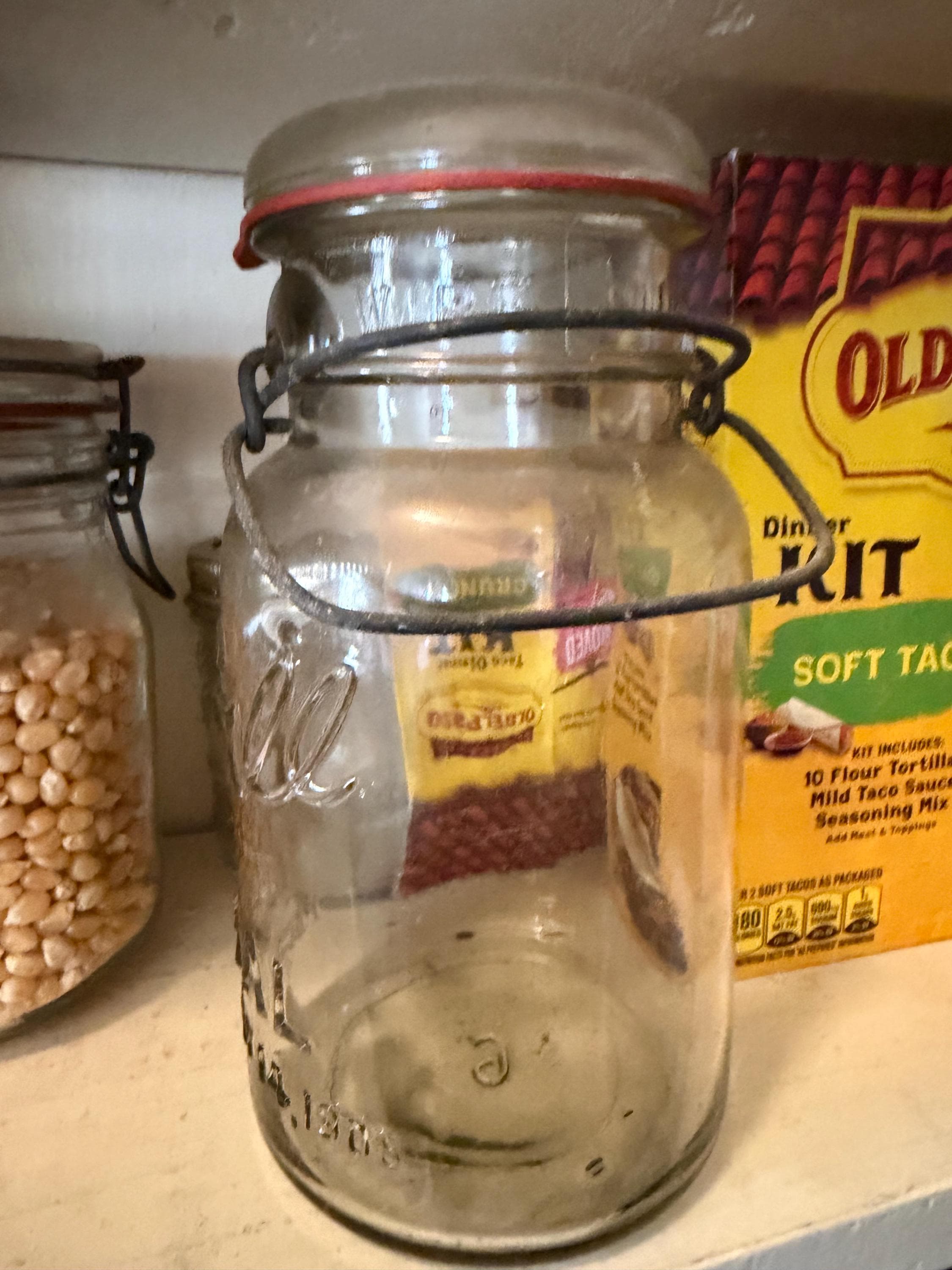 Vintage Ball Ideal Glass Bail Lid Jars Set of 2 - Antique Canning Kitchen Decor - Thumbnail 3