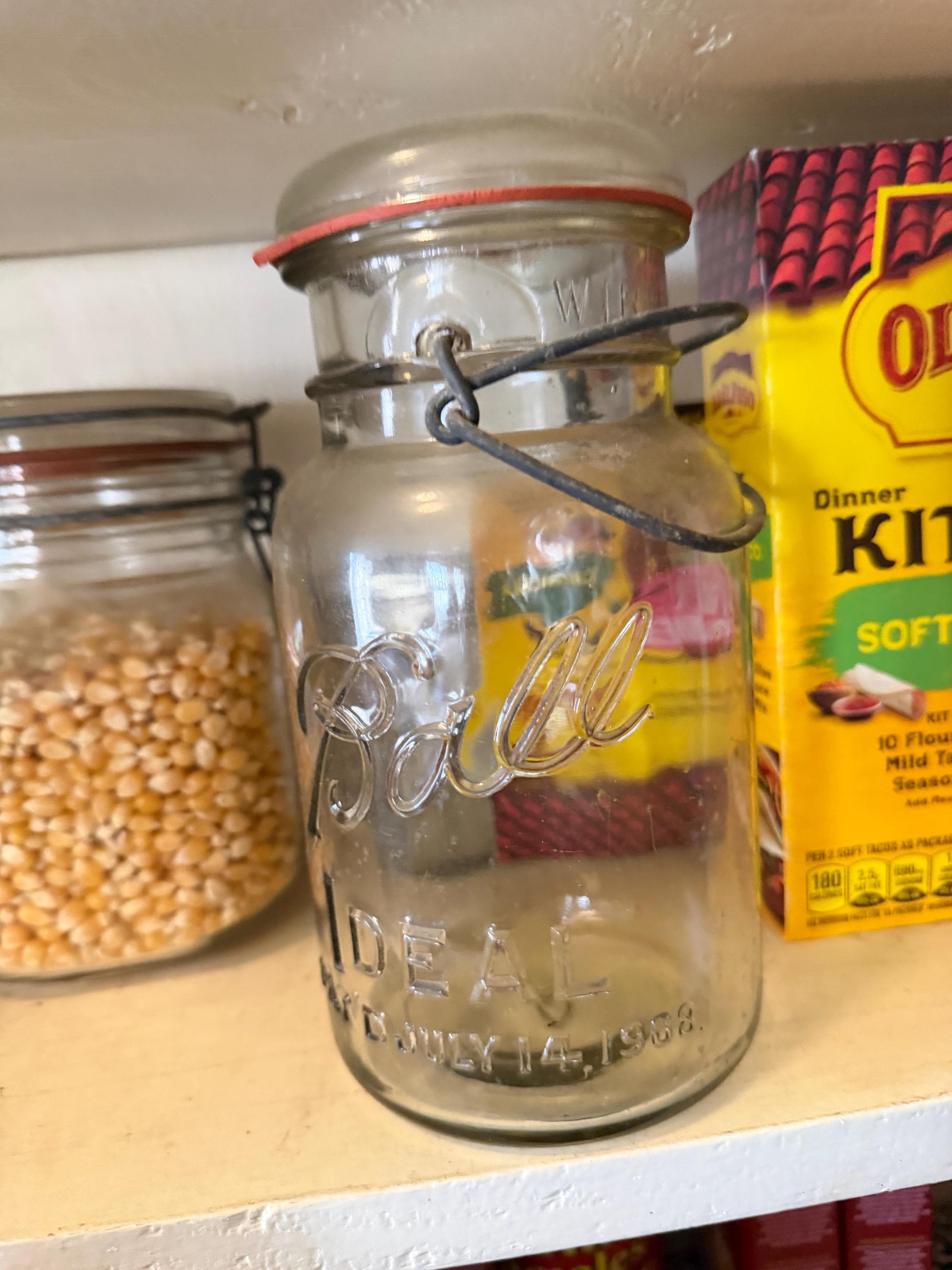 Vintage Ball Ideal Glass Bail Lid Jars Set of 2 - Antique Canning Kitchen Decor - Thumbnail 4