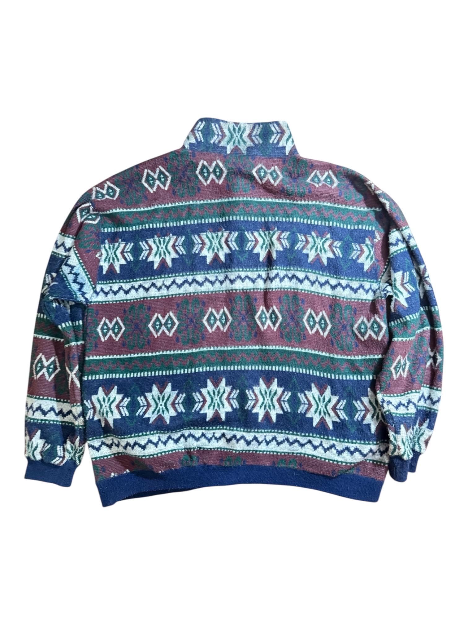 Vintage 90s Structure Jeanswear Southwestern Aztec Knit Sweater Mens XL - Thumbnail 2