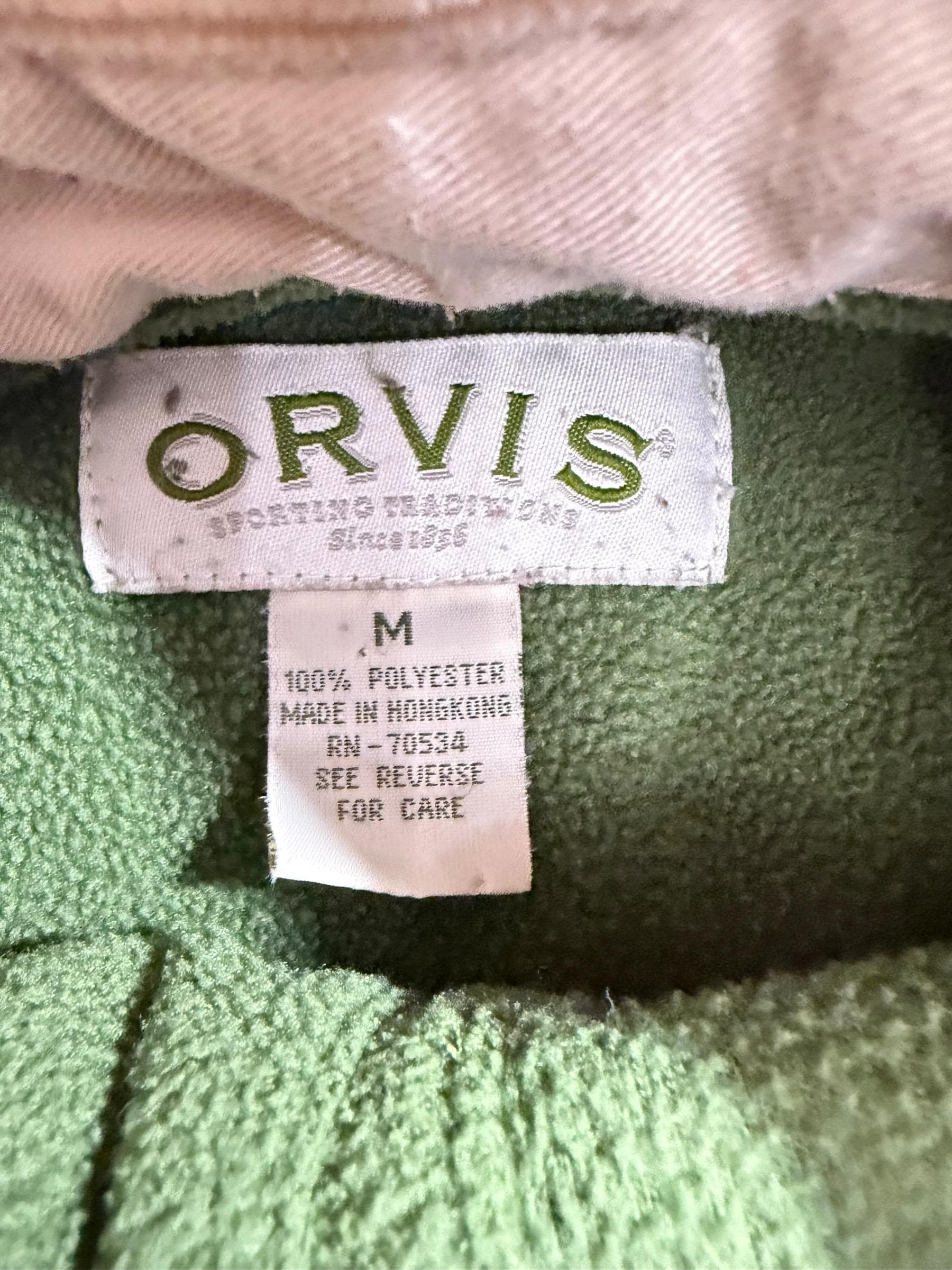 Vintage Orvis Fleece Rugby Pullover Green Men’s Medium Outdoor Sweater - Thumbnail 3