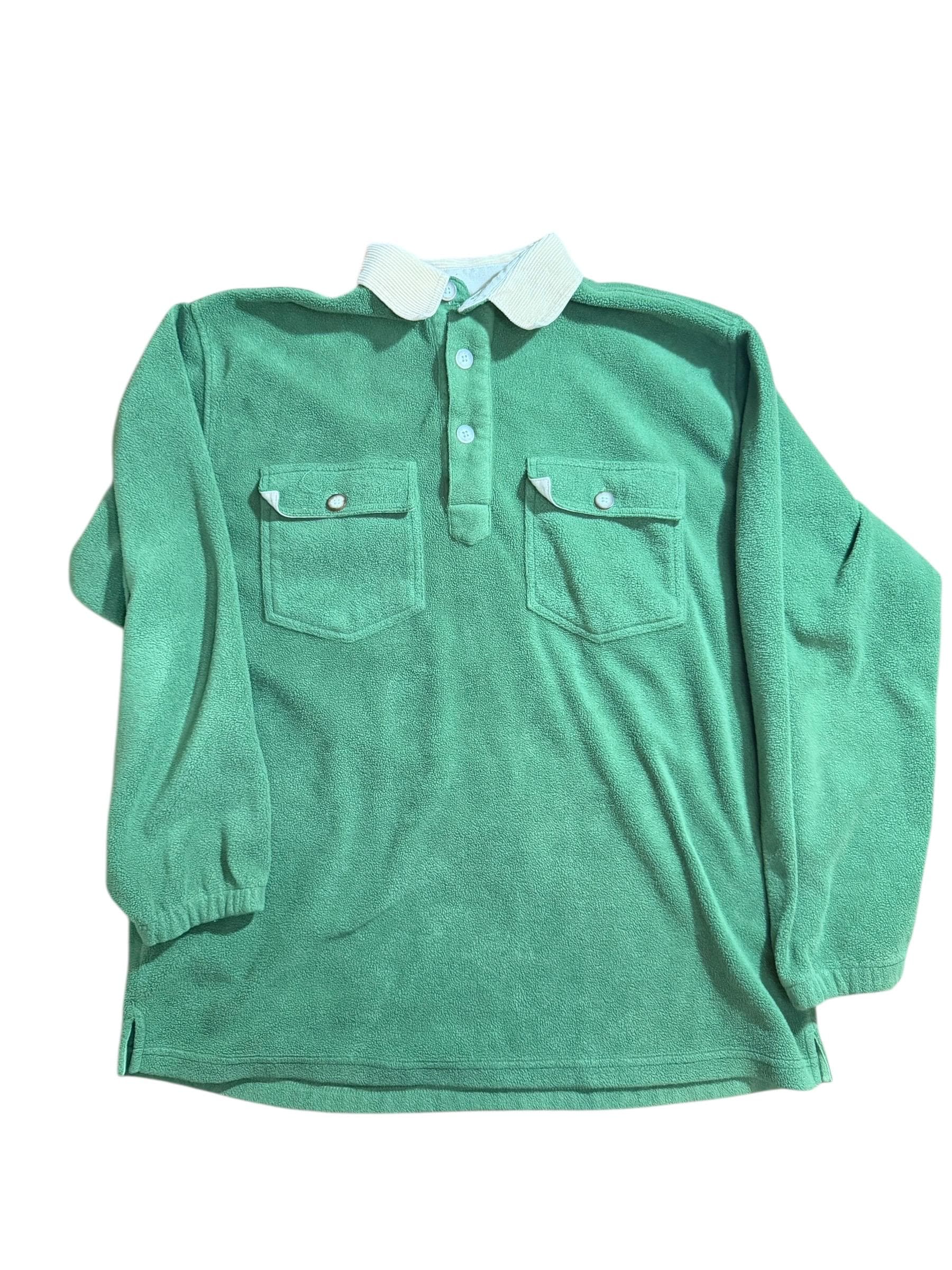 Vintage Orvis Fleece Rugby Pullover Green Men’s Medium Outdoor Sweater - Image 1