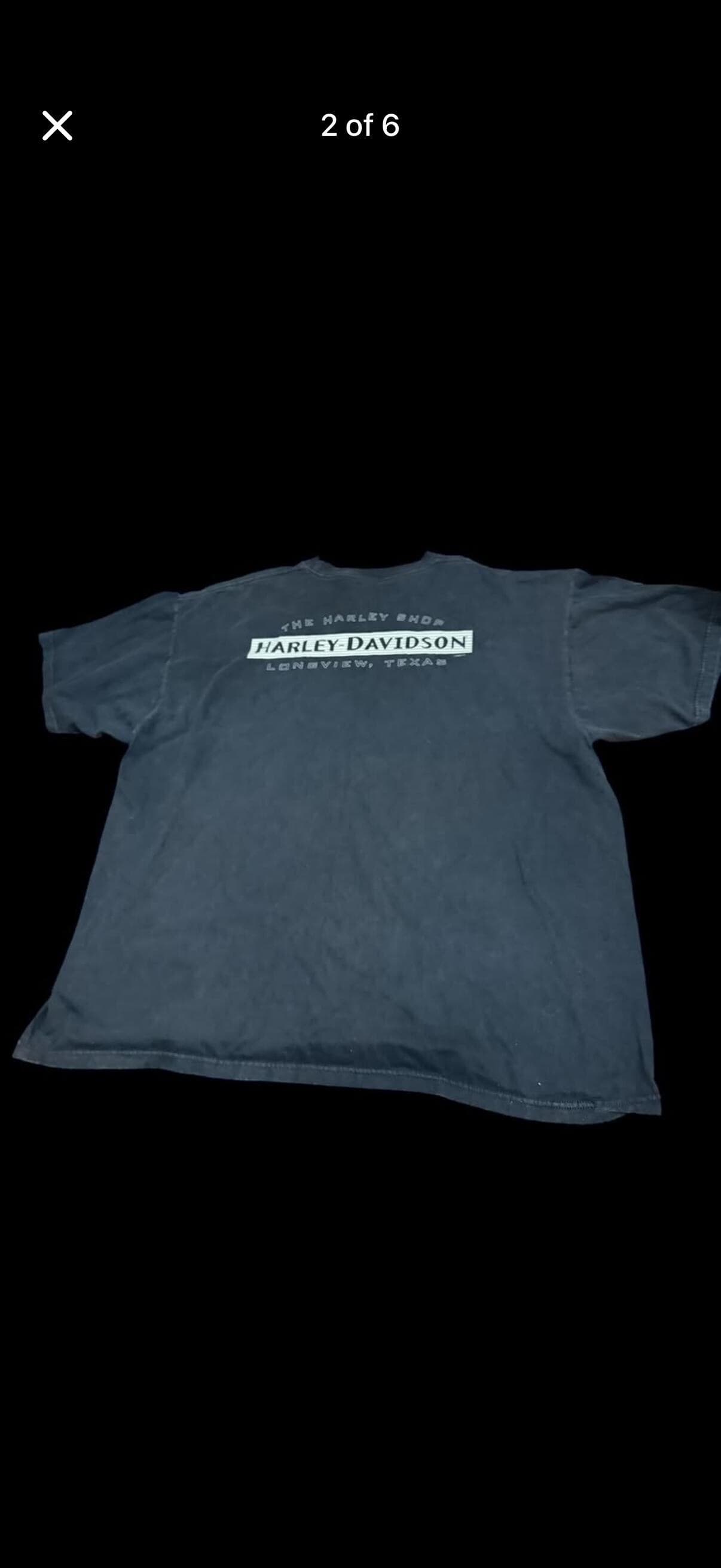 Vintage Harley-Davidson Y2K Skull Flag T-Shirt Men’s 2XL Longviewf Texas - Thumbnail 2