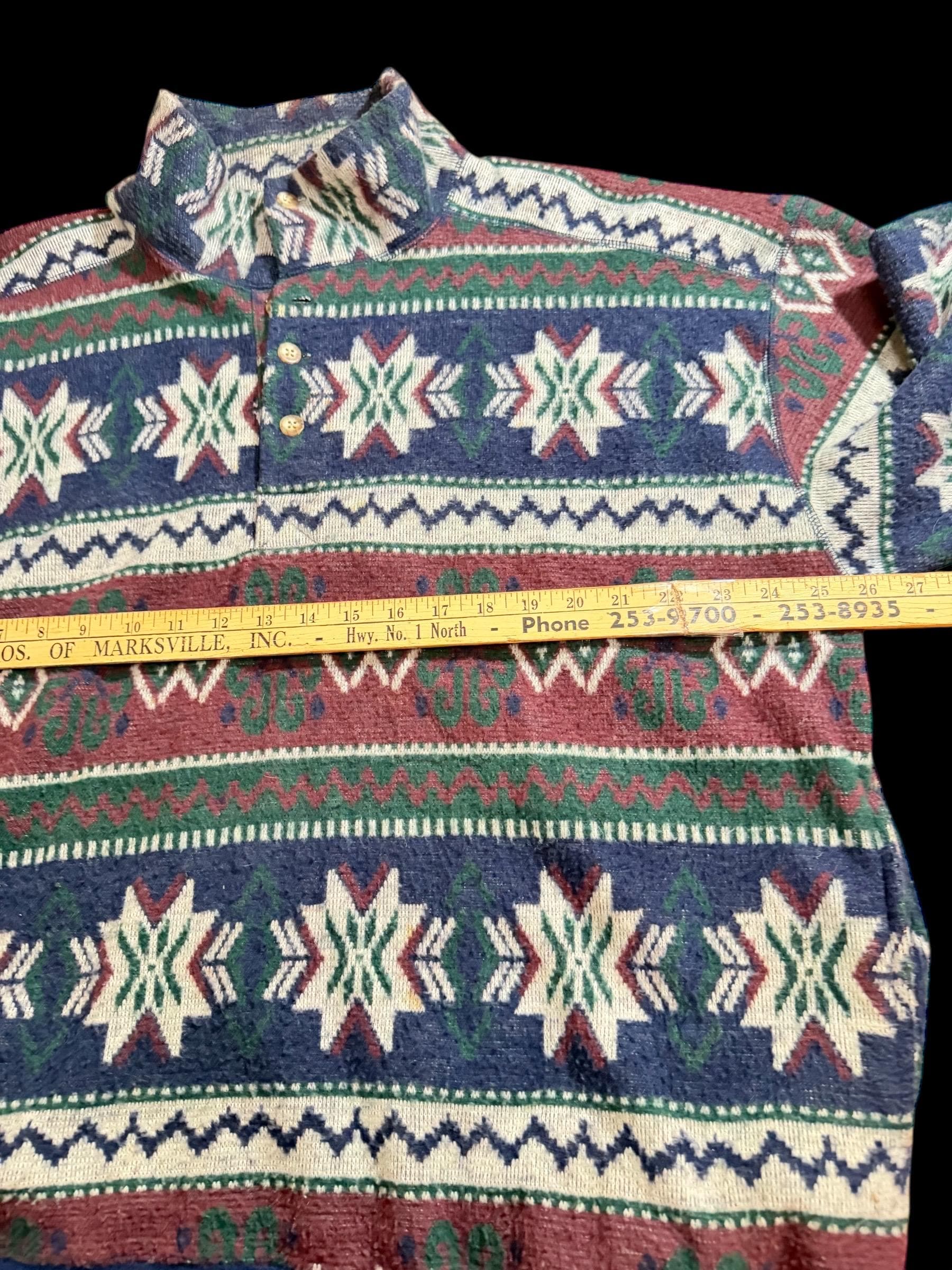 Vintage 90s Structure Jeanswear Southwestern Aztec Knit Sweater Mens XL - Thumbnail 7