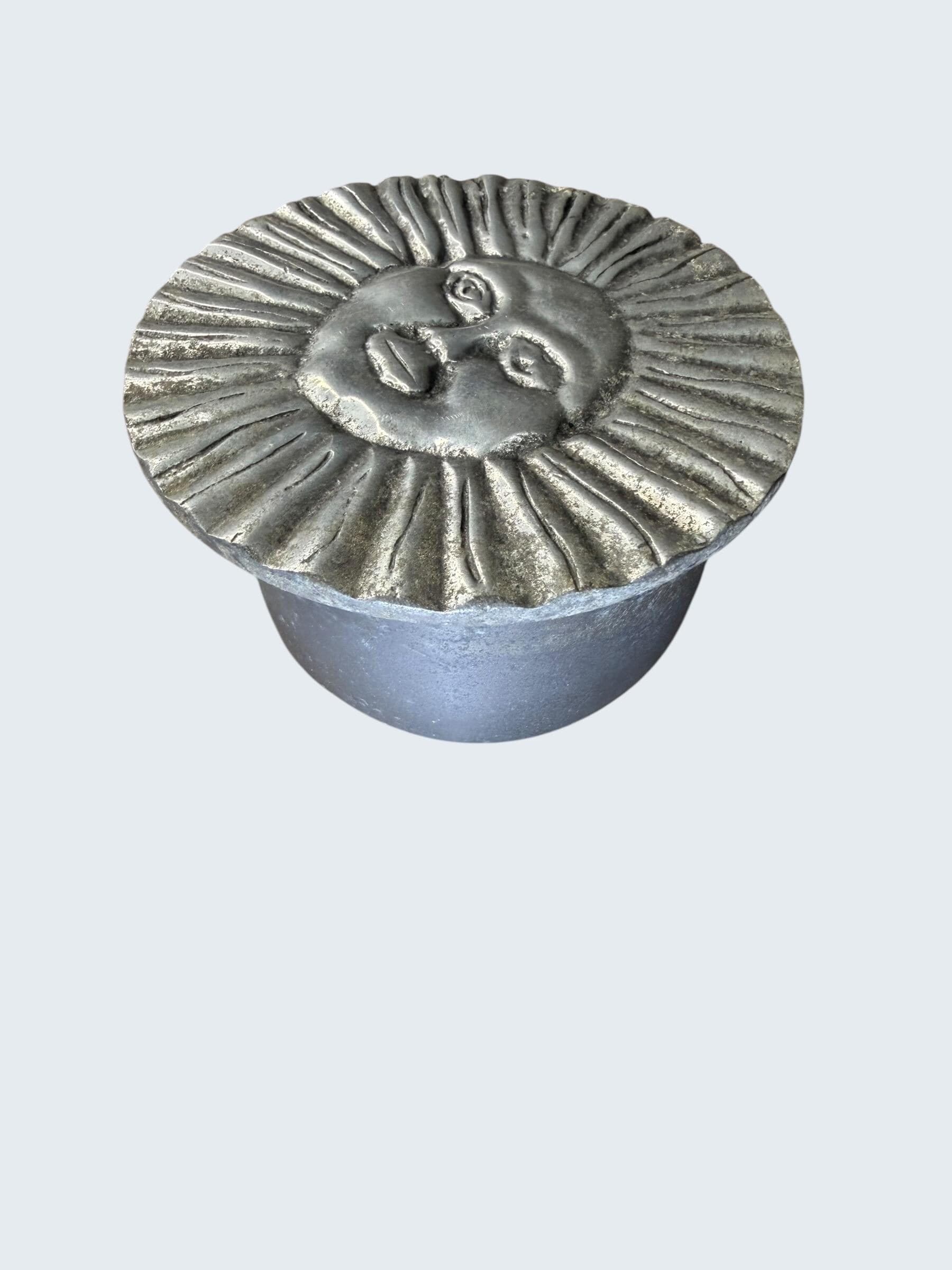 Vintage Mexican Metal Sun Face Wall Art Rustic Silver Boho Decor - Thumbnail 3