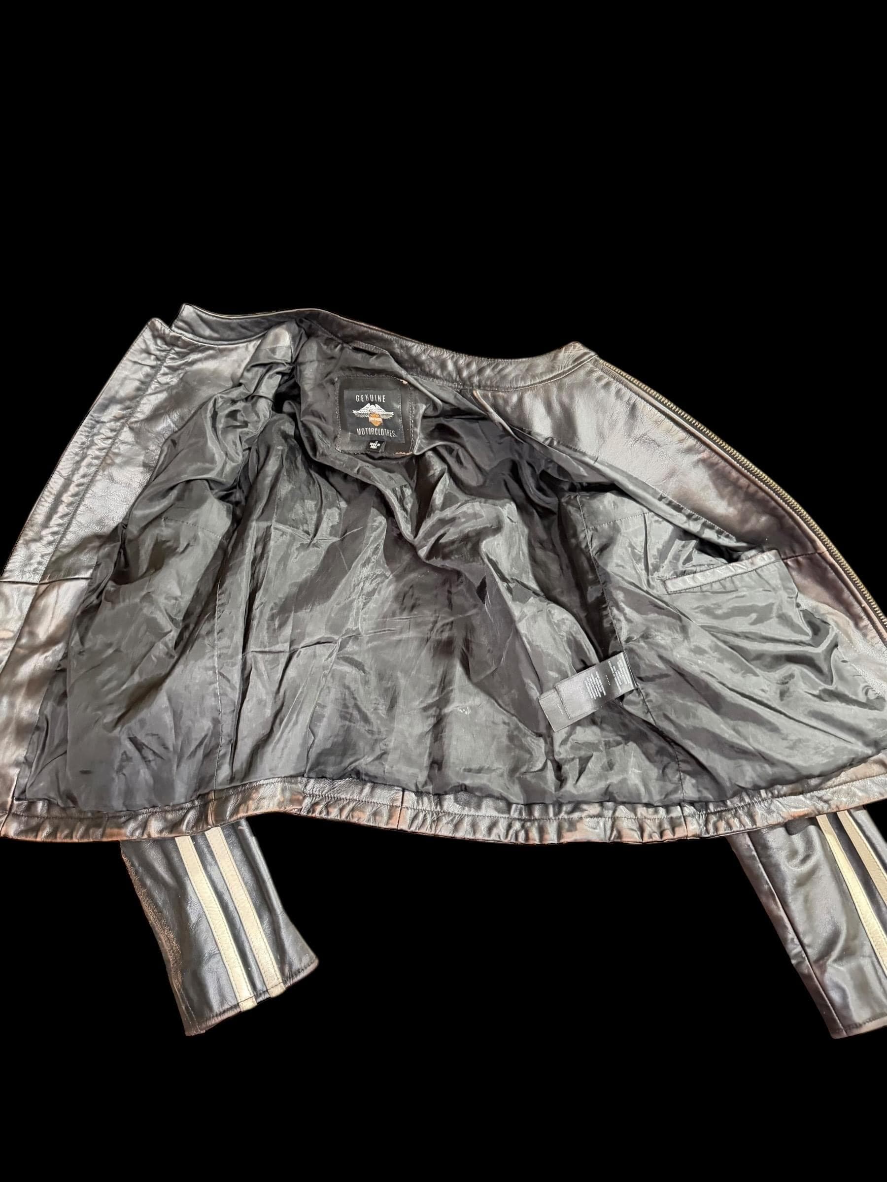 Harley-Davidson Women's Genuine Motor-clothes Leather Jacket w Racing Stripes - Thumbnail 7