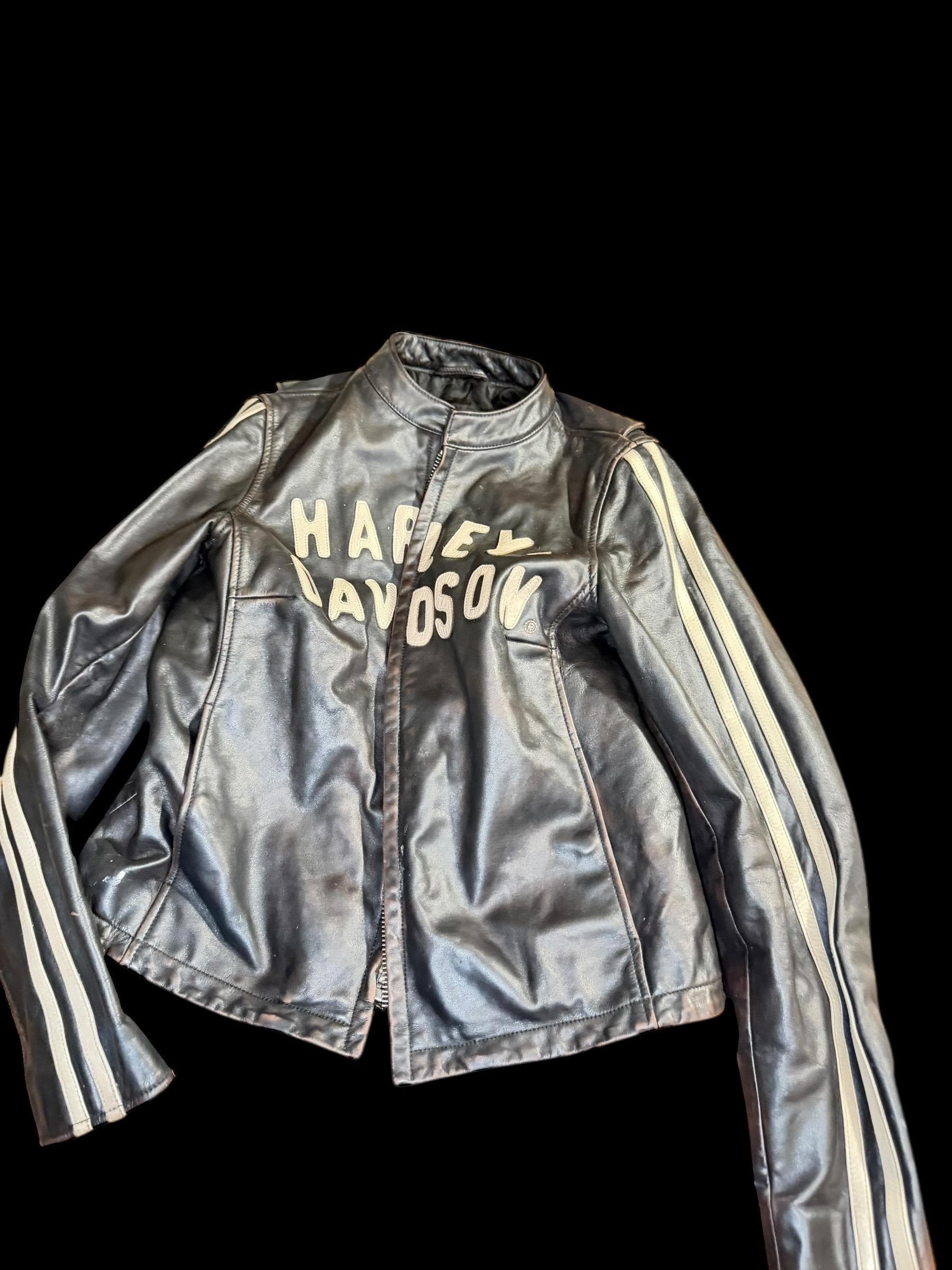Harley-Davidson Women's Genuine Motor-clothes Leather Jacket w Racing Stripes - Image 1