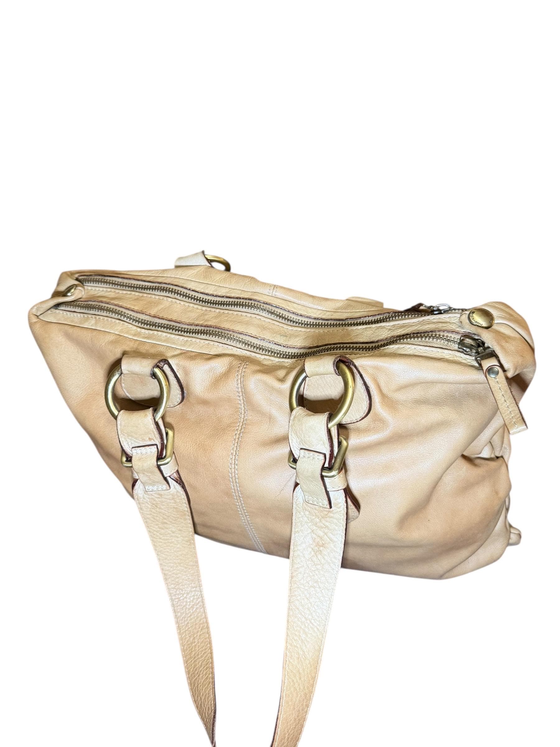 Nuove Dive Italian Leather Handbag Y2K Beige Shoulder Purse Made in Italy - Thumbnail 3