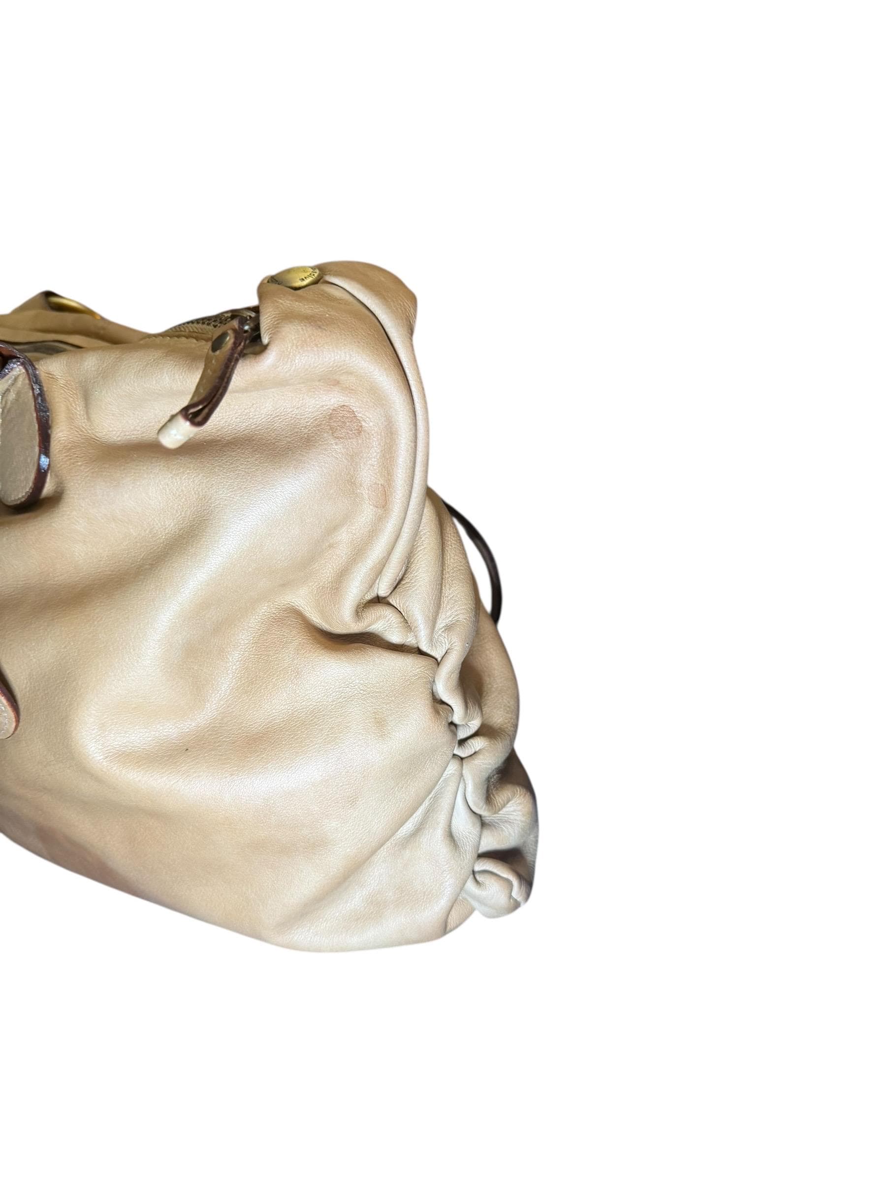 Nuove Dive Italian Leather Handbag Y2K Beige Shoulder Purse Made in Italy - Thumbnail 4