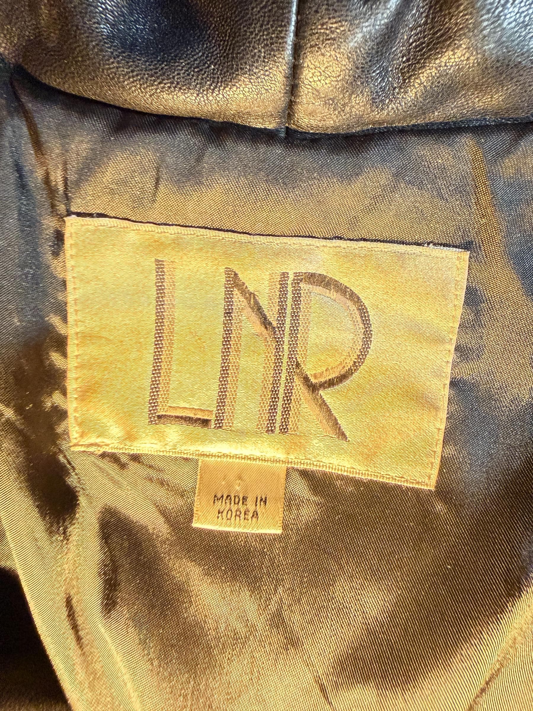 Vintage Y2K Black Leather Coat Flame Lapel LNR Size Large - Thumbnail 4