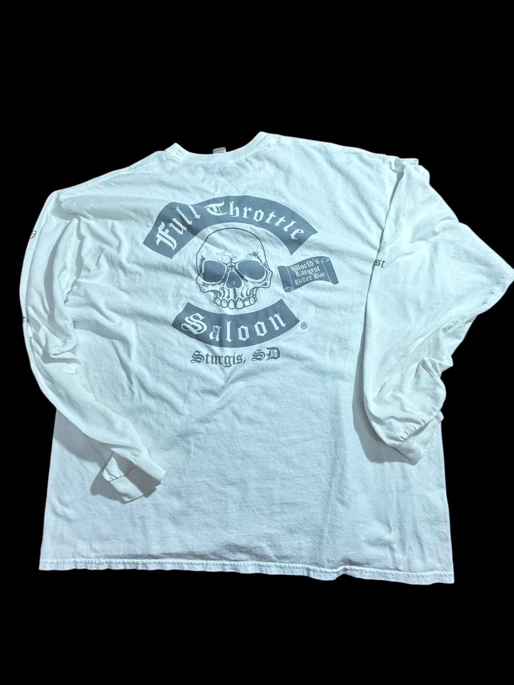 Full Throttle Saloon Sturgis SD Long Sleeve Shirt 2XL White Biker Skull FTS Motorcycle Rally Tee - Thumbnail 11