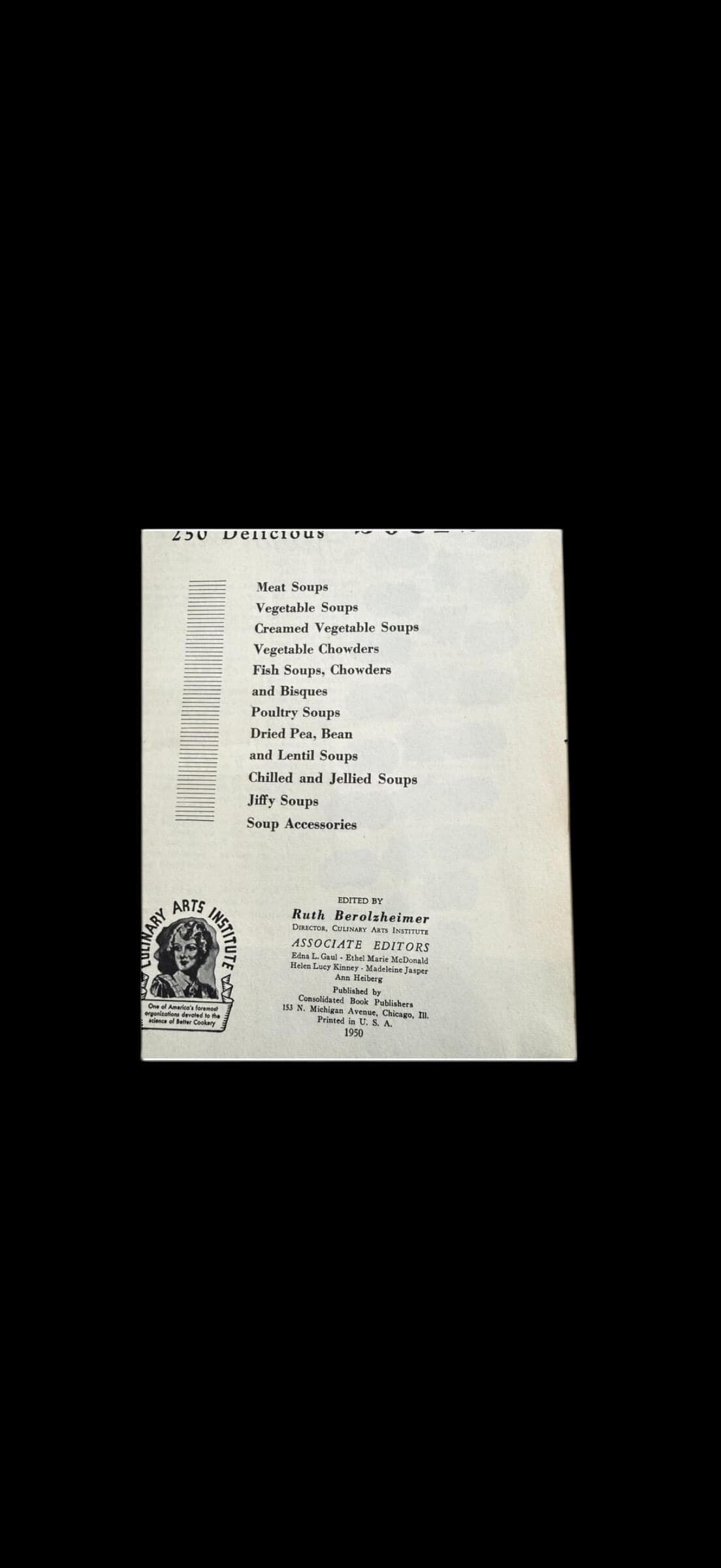 Vintage 1950 250 Delicious Soup Recipes Cookbook Culinary Arts Institute - Thumbnail 5