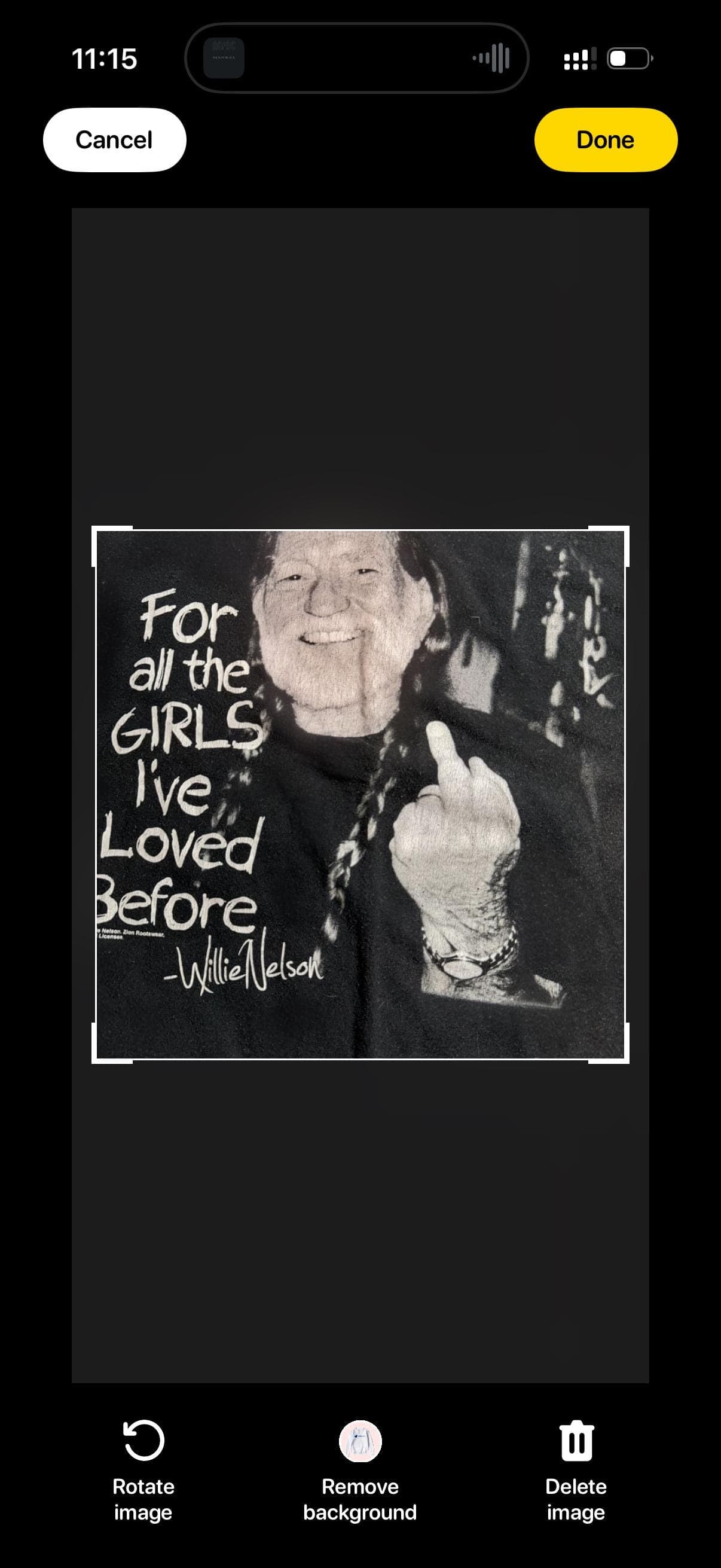 Willie Nelson Graphic T Shirt XXL Black “For All the Girls I’ve Loved Before” - Thumbnail 3