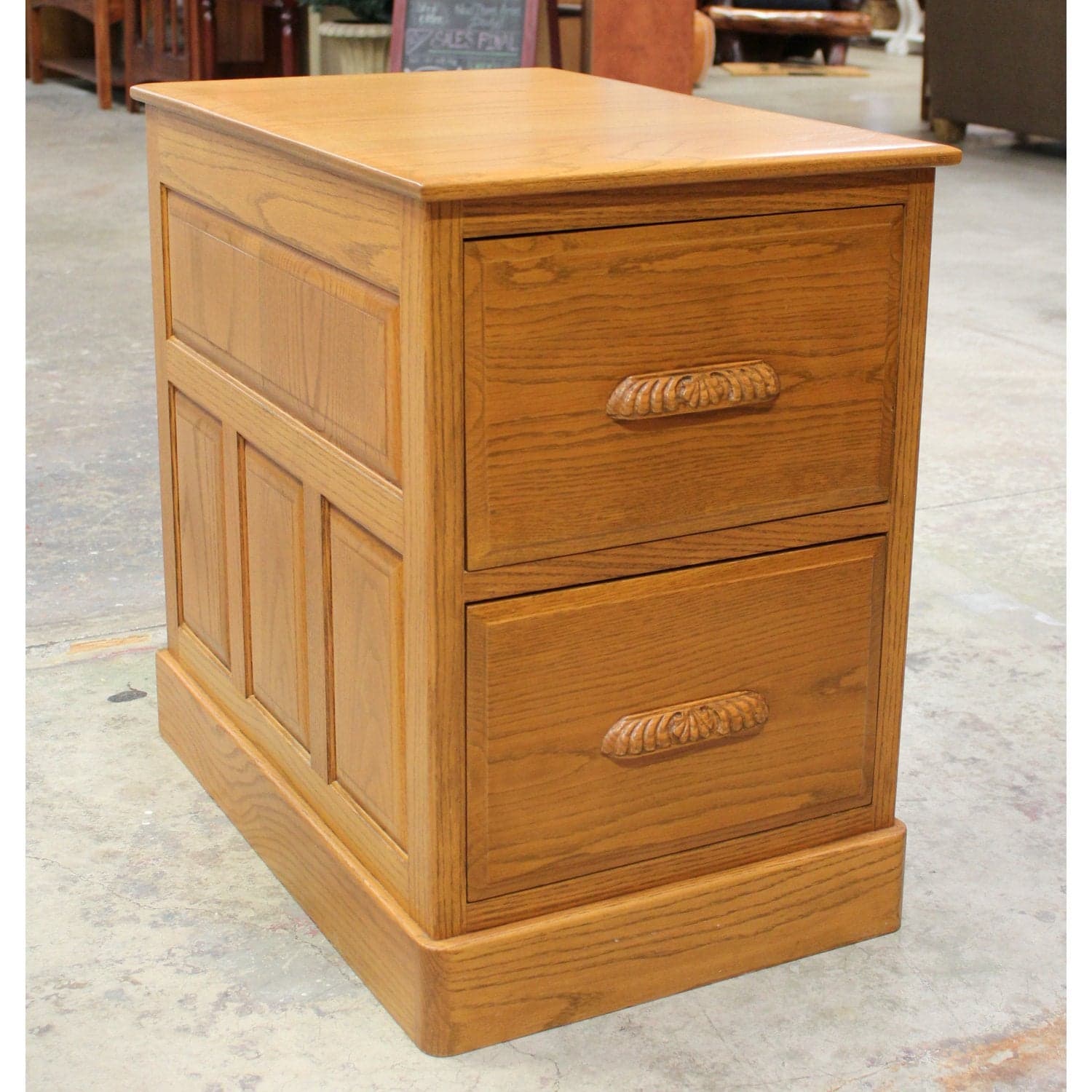 Large Oak 2 Drawer File Cabinet - Thumbnail 3
