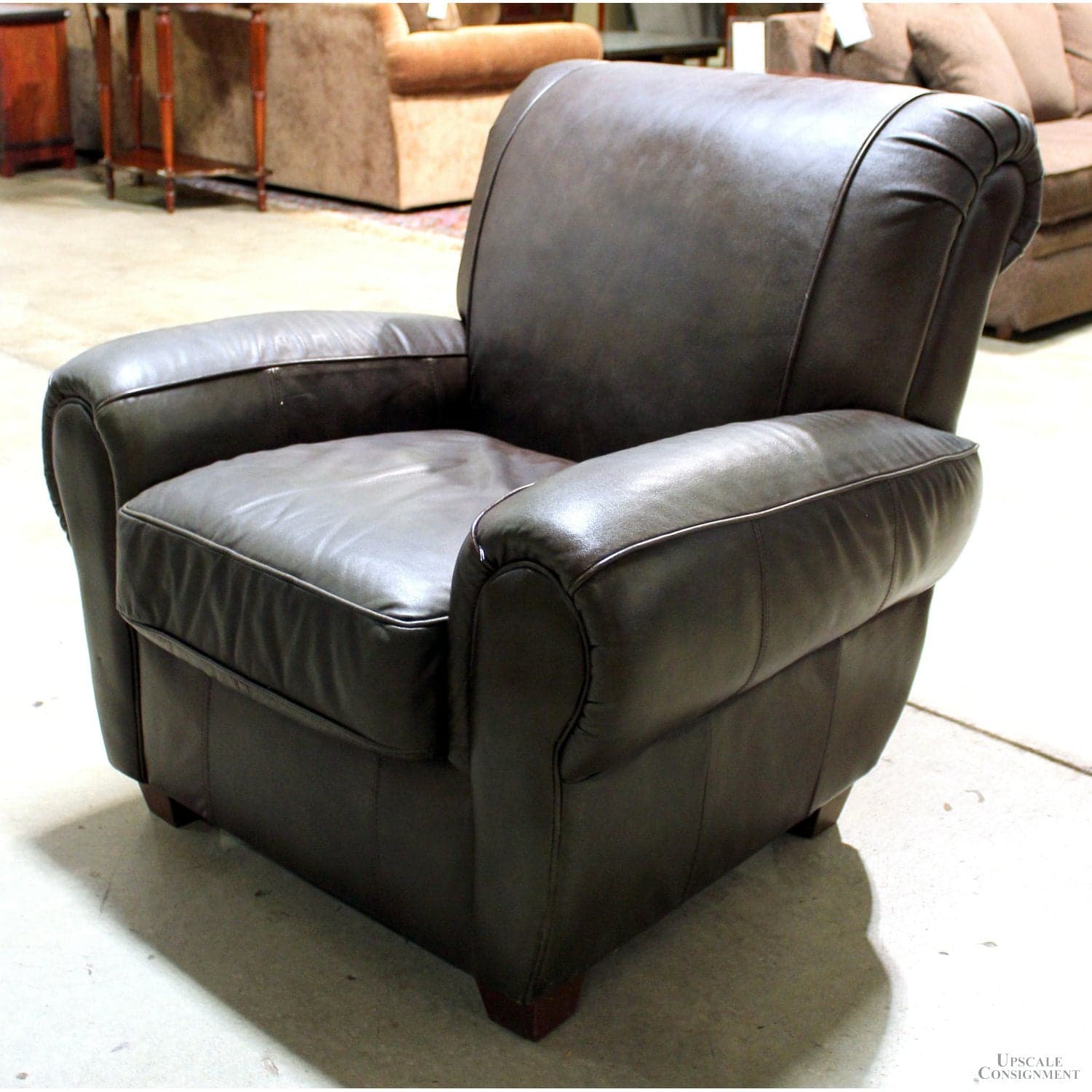 Distinctive Designs Furn. USA Brown Leather Club Chair - Brown - Thumbnail 2