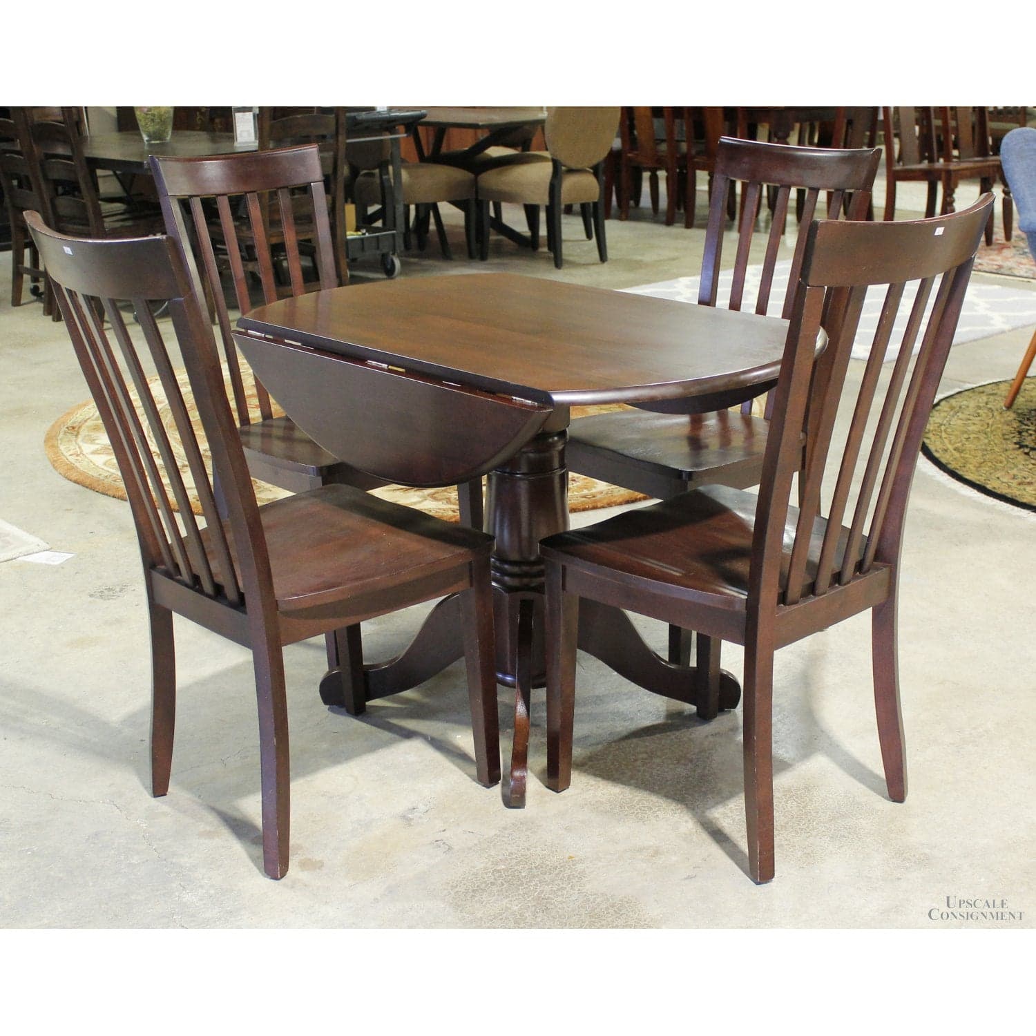 World Market Drop Leaf Table w/4 Chairs - Dark Finish - Thumbnail 2