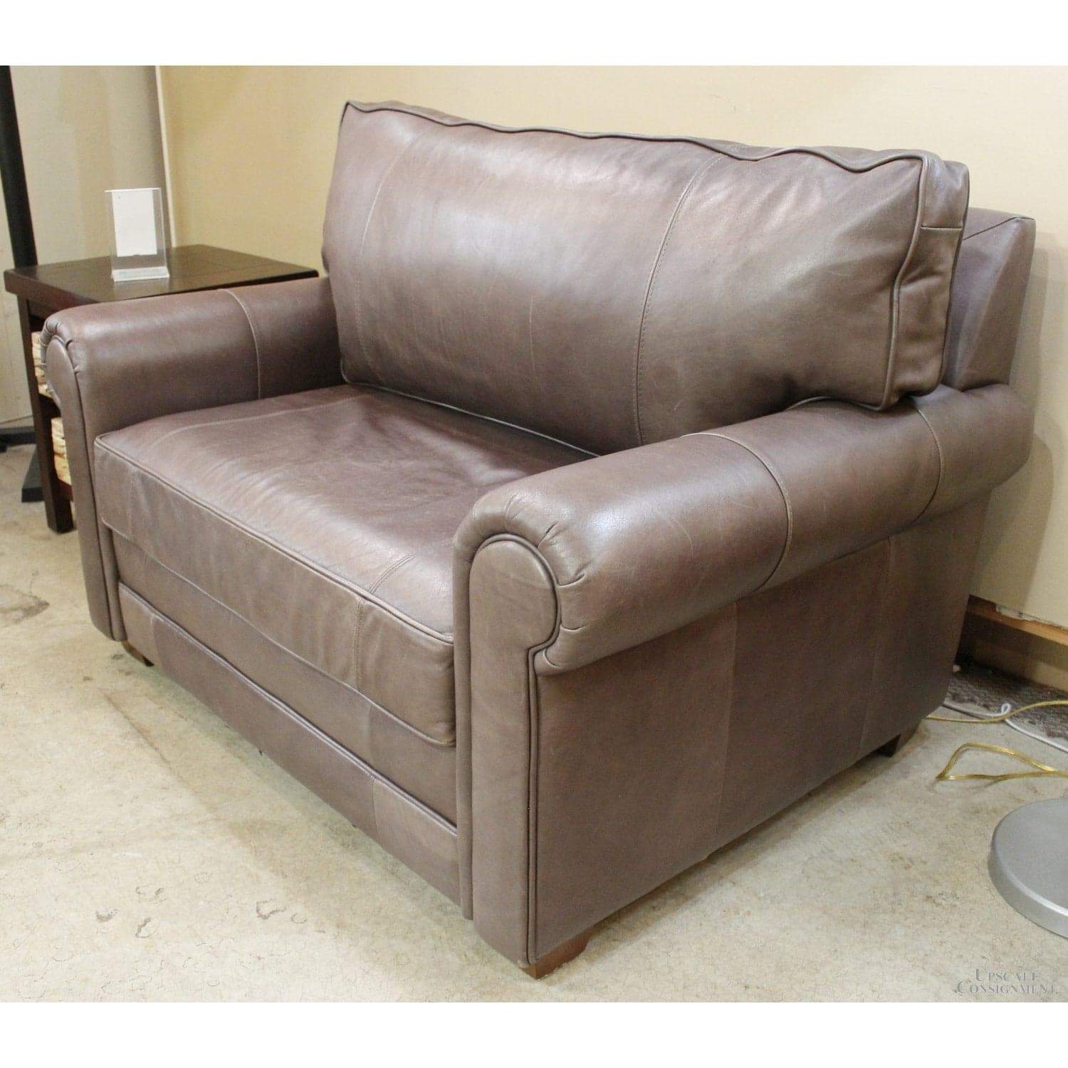 Sable Brown Leather Oversize Chair - Dark Brown - Thumbnail 2
