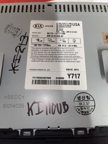 2014 - 2016 Kia Forte OEM Single CD AM FM SAT Bluetooth Radio Receiver KI110BU - Thumbnail 4