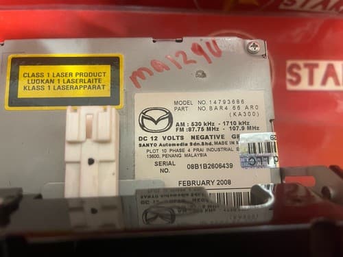 2008-2009 Mazda 3 Single Disc tuner Radio Stereo CD Player BAR4 66 AR0 MA129U - Thumbnail 5