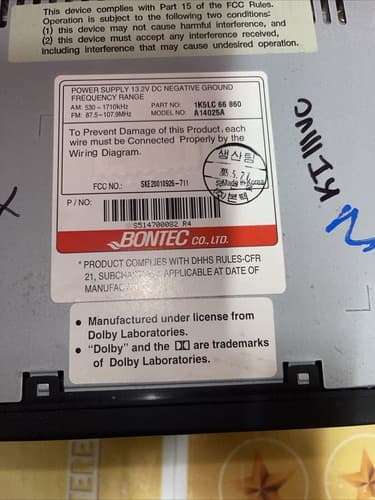 2002-2005 Kia Sedona CD Tape Player AM FM Radio Stereo P/N 1K5LC 66 860 KI111CU - Thumbnail 5