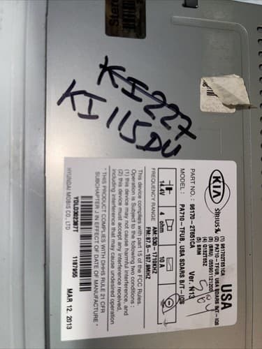 2011-2013 Kia Optima AM FM XM Radio mp3 Single CD Player 96170-2T651CA KI115DU - Thumbnail 5