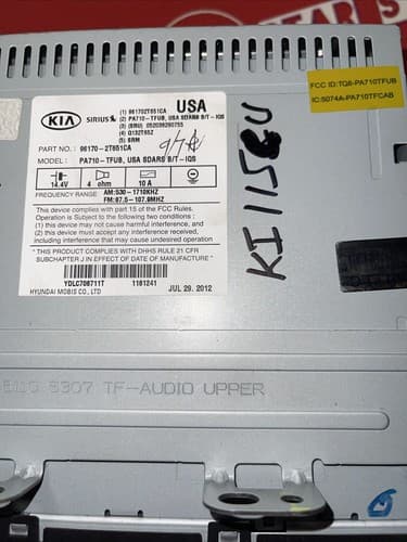 2011-2013 Kia Optima AM FM XM Radio mp3 Single Disc CD Player 96170-2T651CA - Thumbnail 6