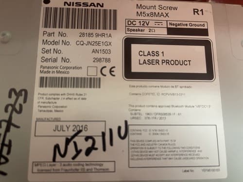 2014-2018 Nissan Altima Radio Cd Mp3 Player 28185 9HR1A NI211U - Thumbnail 6